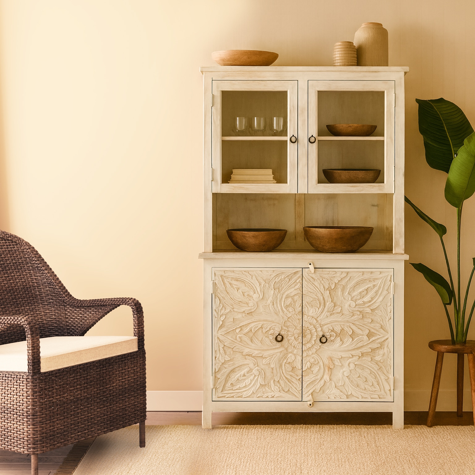 OTTO home Buffet »Prem« mit dekorative Fräsungen, handgefertigt, Unika-Möbel, Breite 107 cm