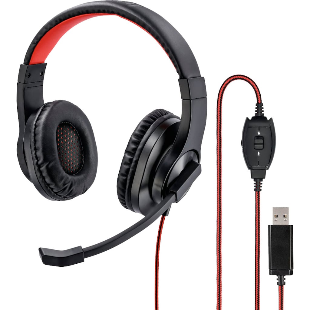 Hama PC-Headset »PC Office Headset, Stereo, USB, 2 m, Schwarz«, Stummschaltung
