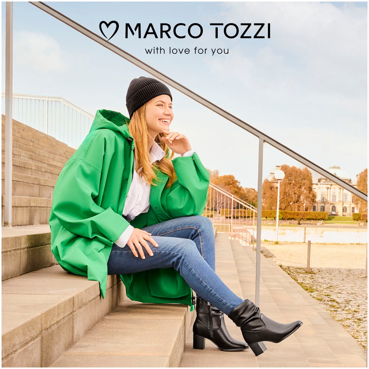 MARCO TOZZI Stiefelette  , Blockabsatz, Businessschuh mit Falten im slouchy Look