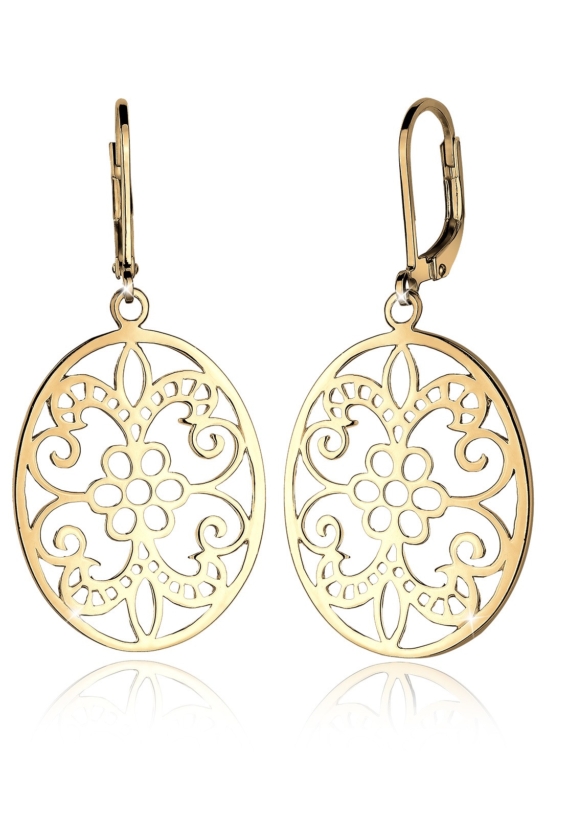 Bild von Elli Paar Ohrhänger »Ornament Blume Orientalisch Oval 925 Silber«