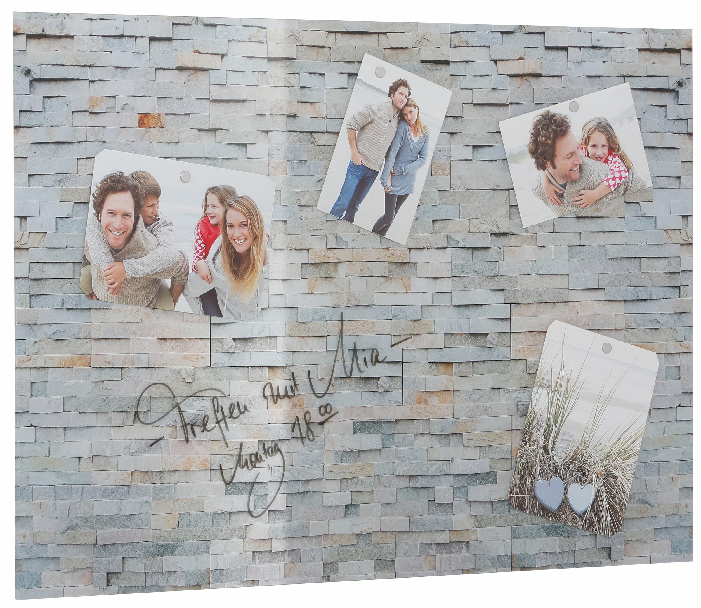 Magnettafel »Stone Wall«, Memoboard, aus Glas, Stein Motiv