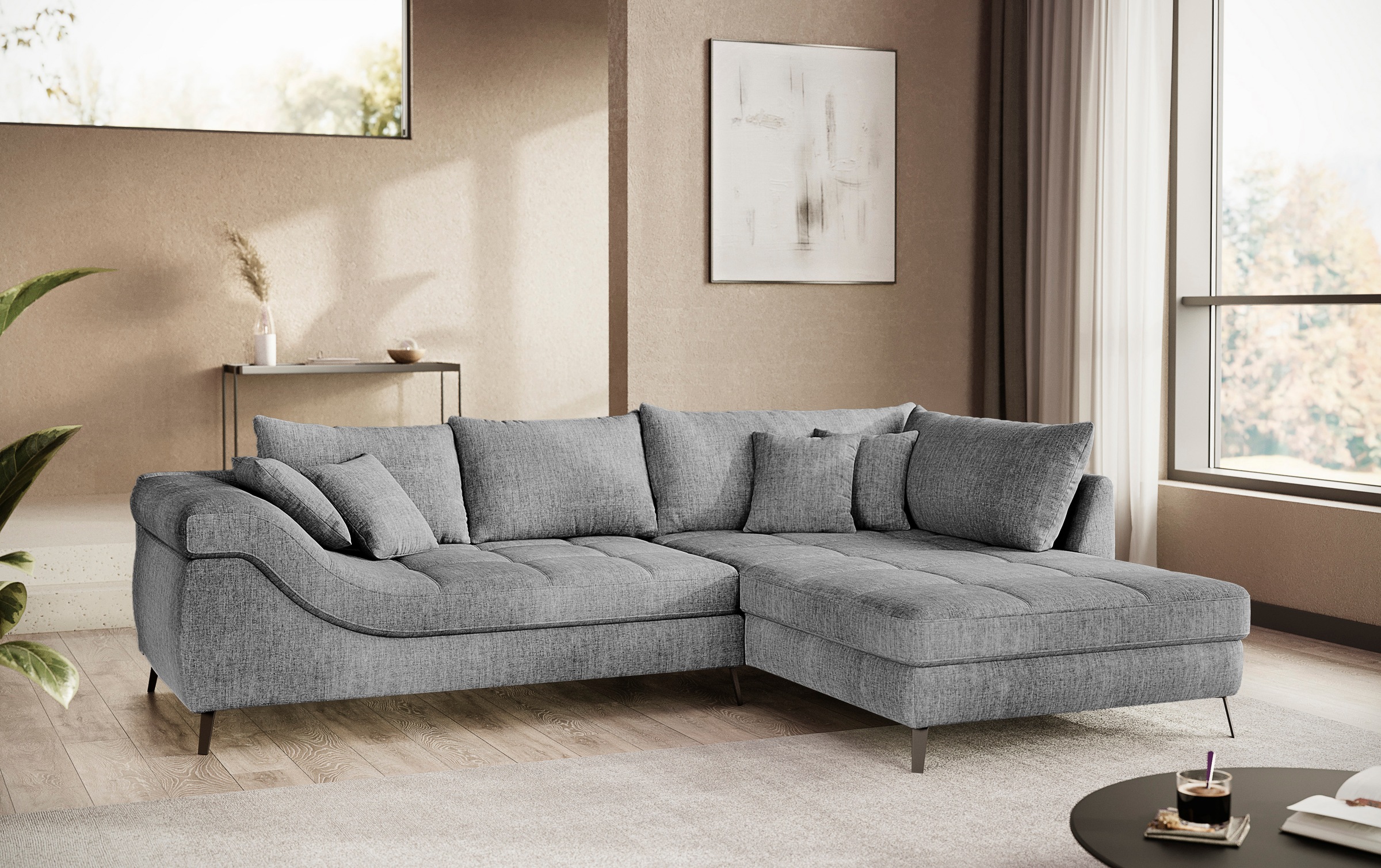 Mr. Couch Ecksofa »Portofino L-Form«, 4 Bezugsqualitäten, 13,5 cm hohe Meta günstig online kaufen