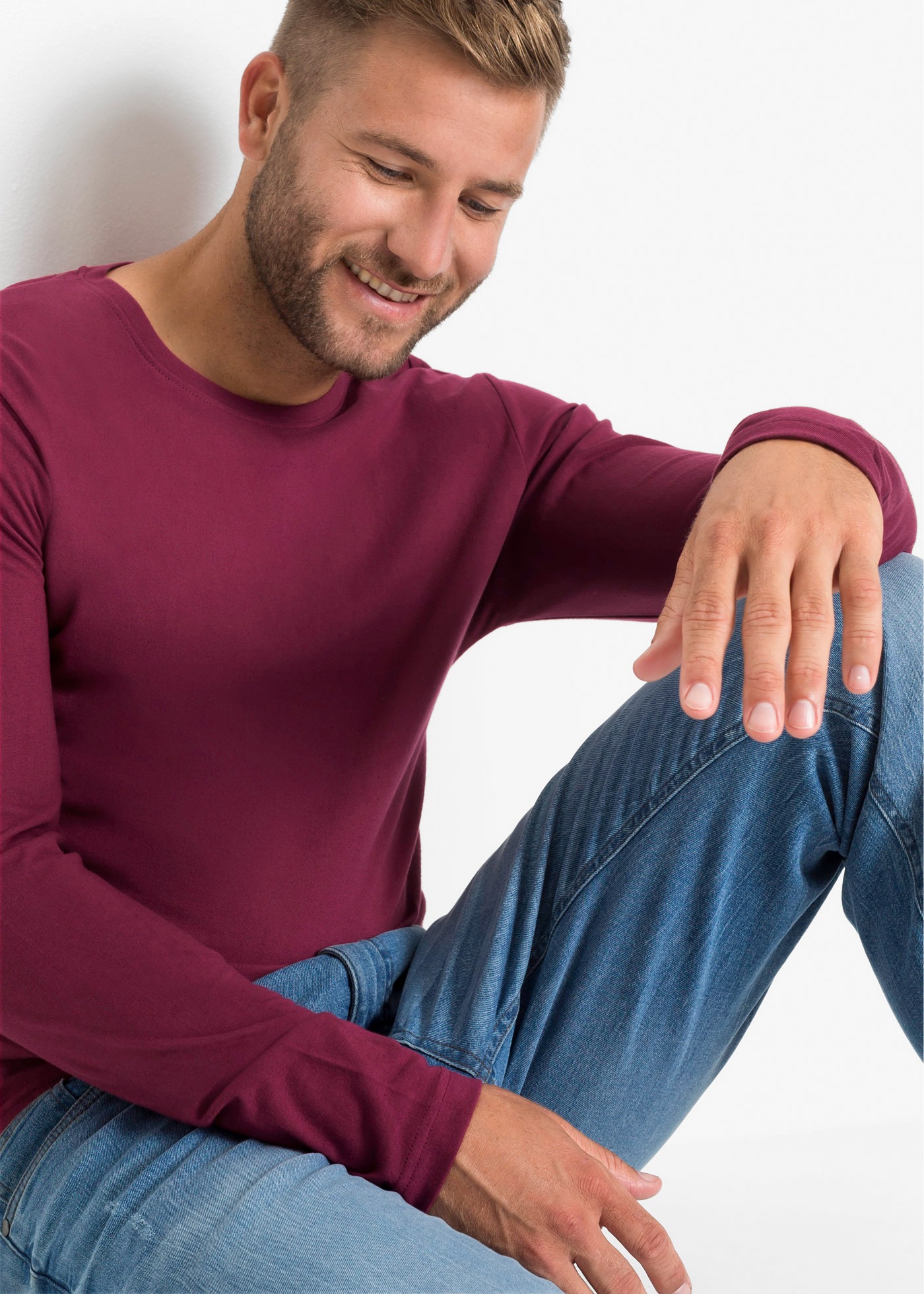 bonprix Langarmshirt »Langarmshirt (3er Pack)« Packung, 3 Stk. regular fit Passform, Rundhals-Ausschnitt, casual Stil, im 3er Pack