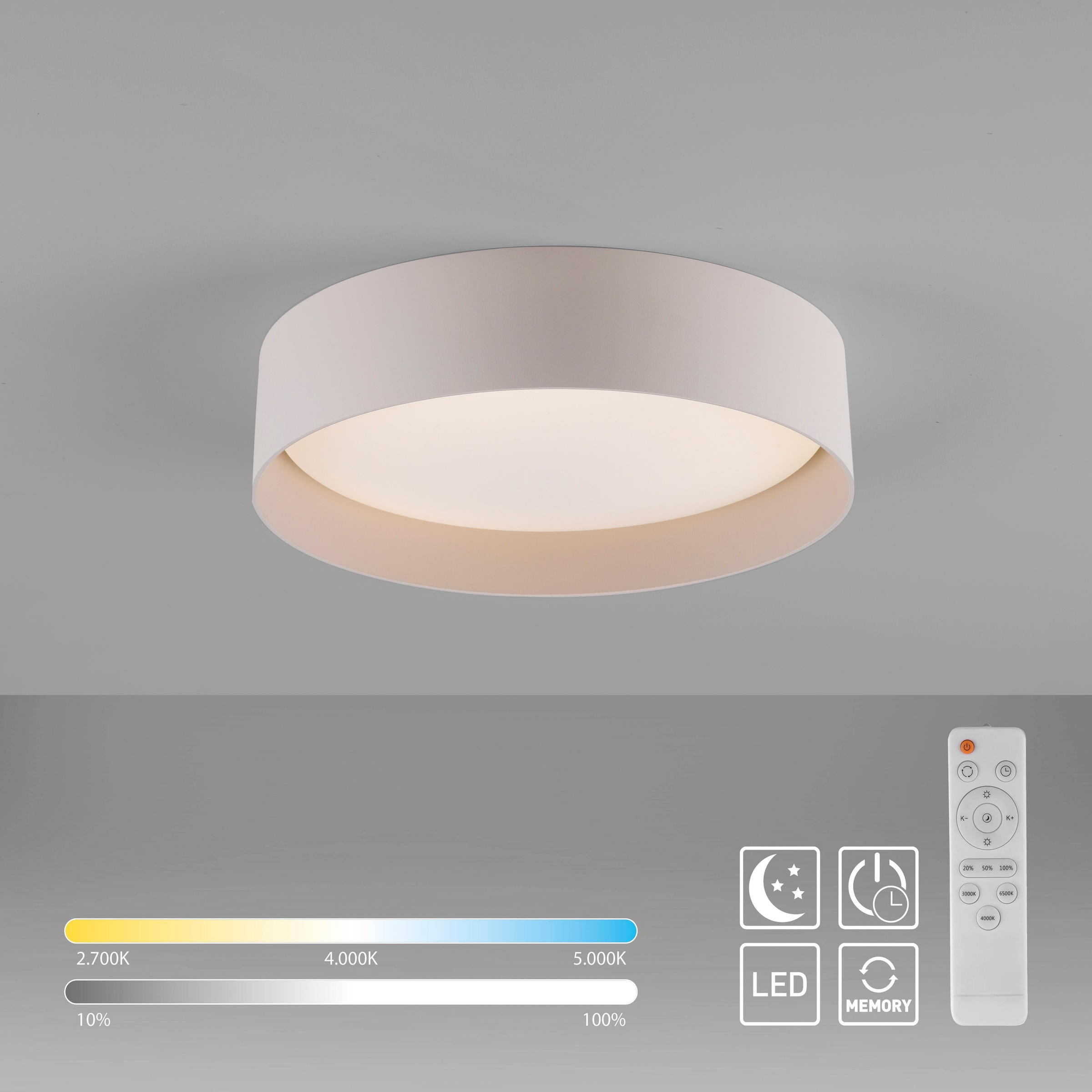 SCHÖNER WOHNEN-Kollektion LED Deckenleuchte »TAVOLI« LED-Board 1 Stk. warmweiß - kaltweiß SCHÖNER WOHNEN Kollektion, CCT 2700-6500K, IR-Fernbedienung, Dimmbar