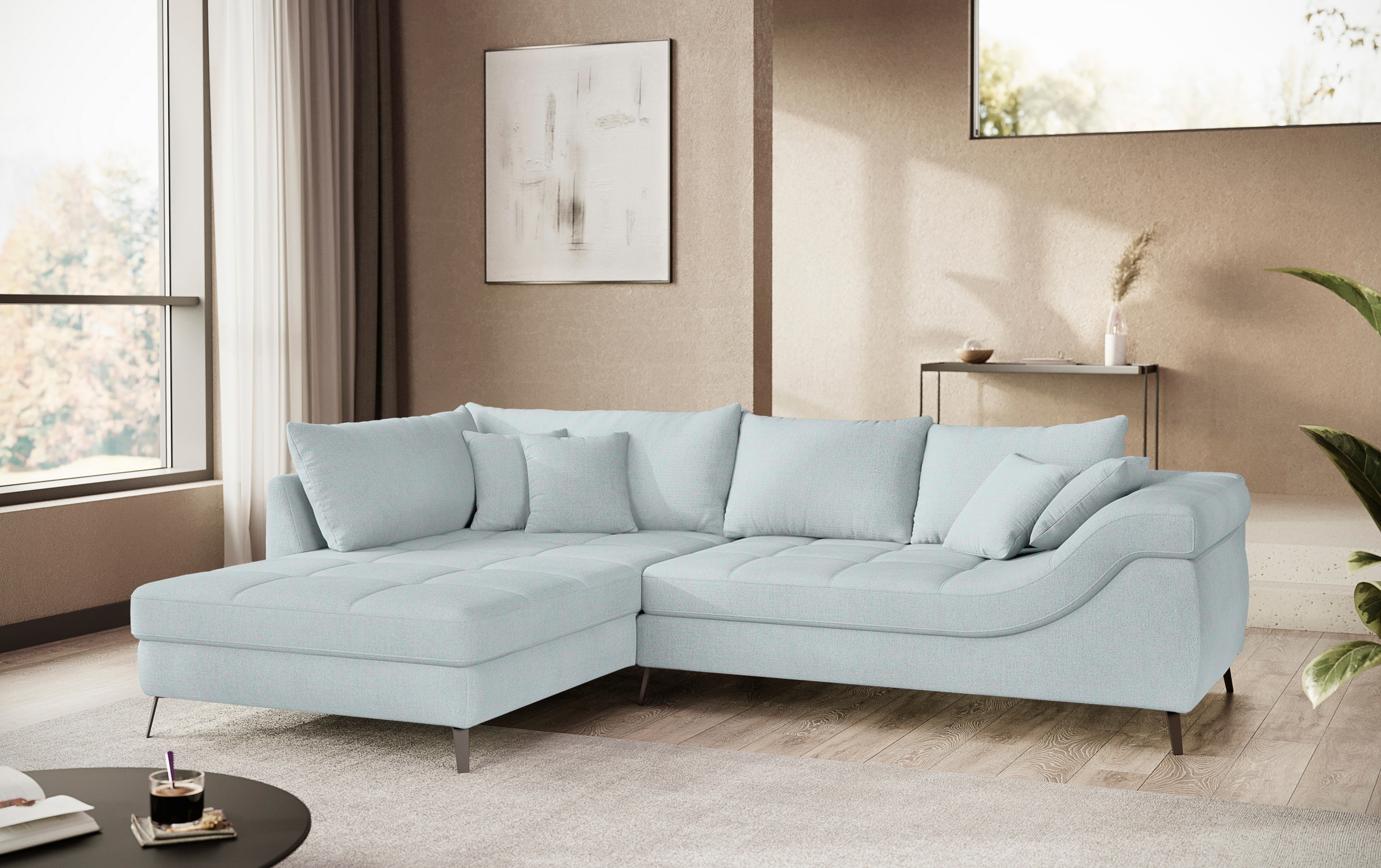 Mr. Couch Ecksofa »Portofino L-Form«, 4 Bezugsqualitäten, 13,5 cm hohe Meta günstig online kaufen