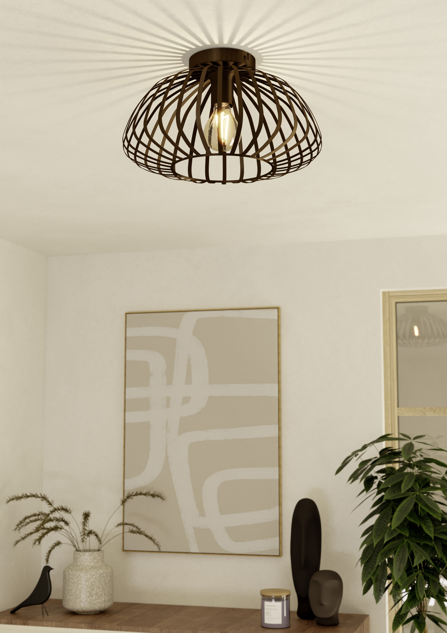 EGLO LED Deckenleuchte »ESPINAL Deckenlampe - Stahl - E27 - 1X40W - IP20« E27 1 Stk. Wohzimmerlampe, Esszimmerlampe, Flur, Schlafzimmer, H22 x Ø38,5 cm