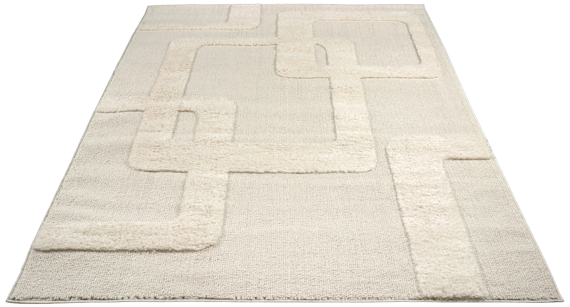 OTTO home Teppich »Modea, geometrisches Muster« rechteckig 20 mm Höhe Ton-in-Ton, Hoch-Tief, weich, Wohnzimmer, Schlafzimmer