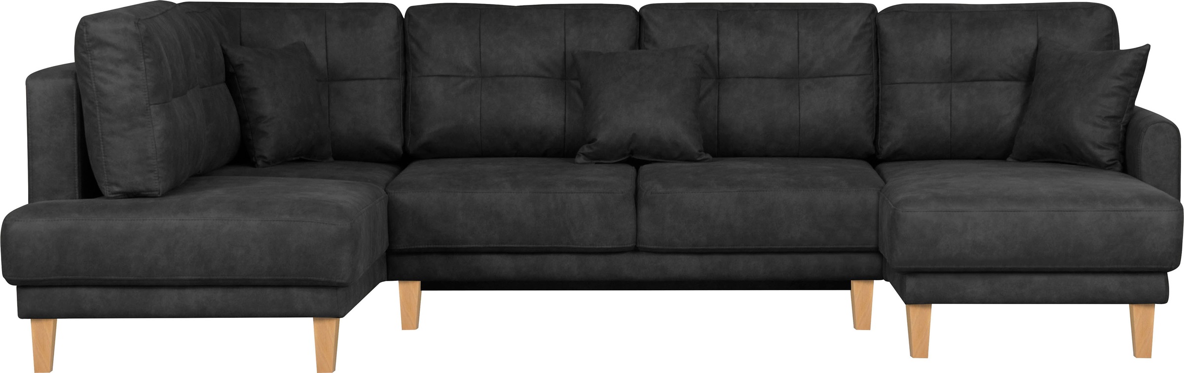 Home affaire Wohnlandschaft »TRIPLO U-Form wahlweise mit Schlaffunktion, B/T/H: 310/192/90 cm«, Schlafsofa, auch mit Bettkasten, Steppung im Rückenkissen