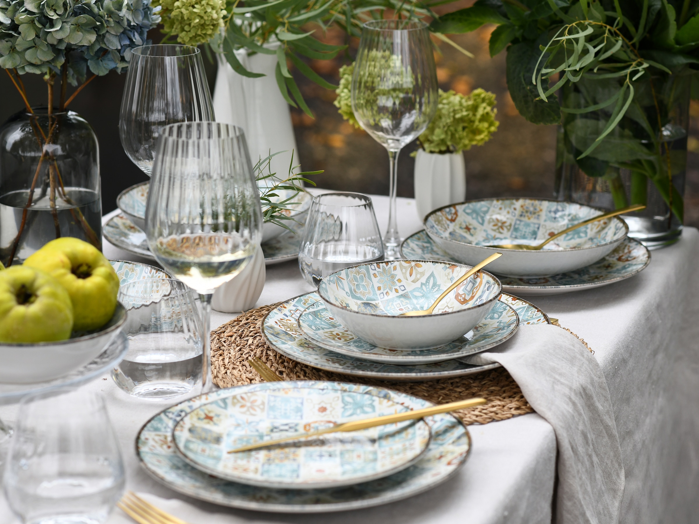 CreaTable Teller-Set »Mosaik, Service 16-tlg.« Teller Set, Edles Tellerset, Vollflächig dekorierte Teller und Farben