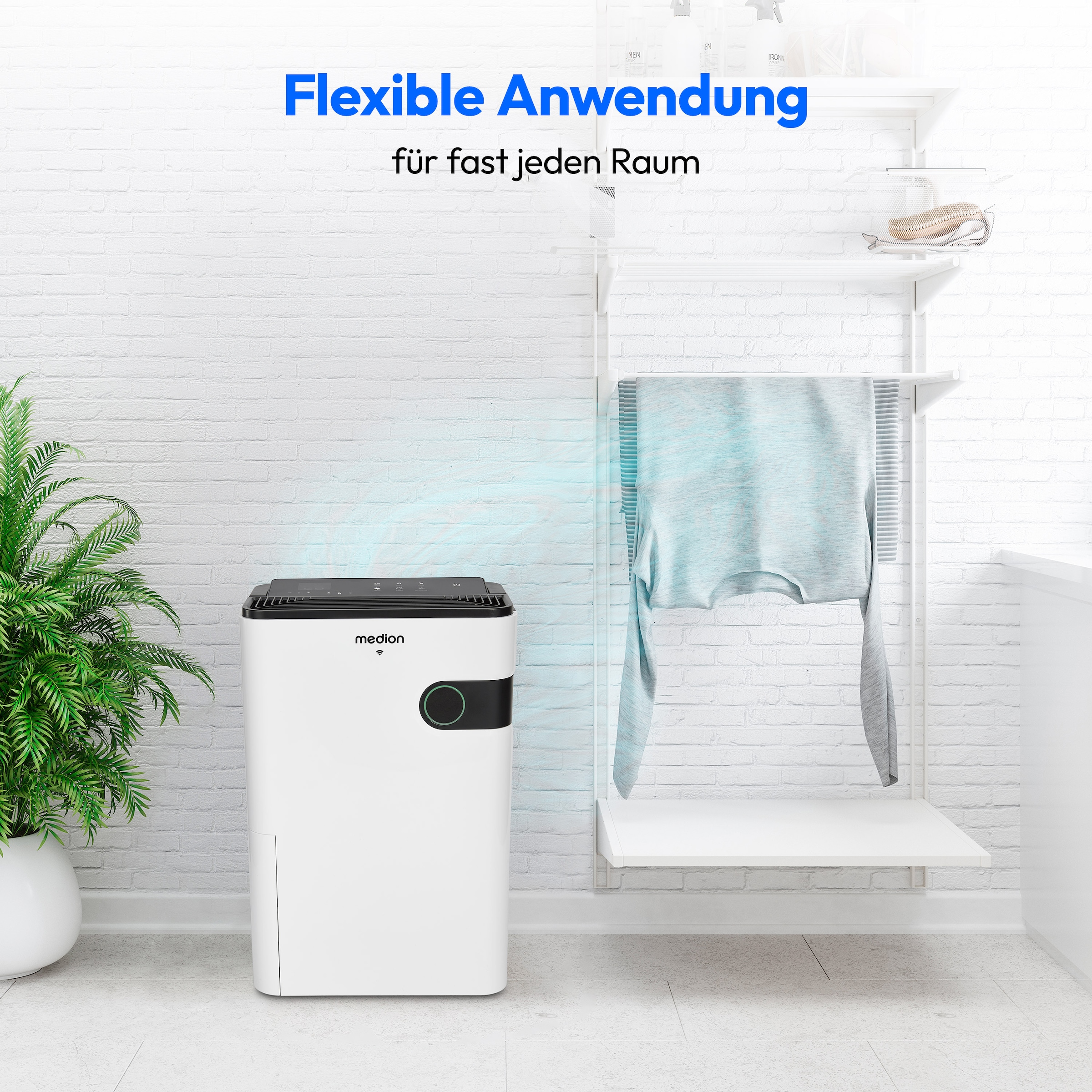 Medion® Luftentfeuchter »Smarter Luftentfeuchter (MD12044), für Räume bis zu 40m²«, Entfeuchtung 24 l/Tag, Tank 5 l, Steuerung per App oder Fernbedienung, Volumen Wassertank ca. 5L