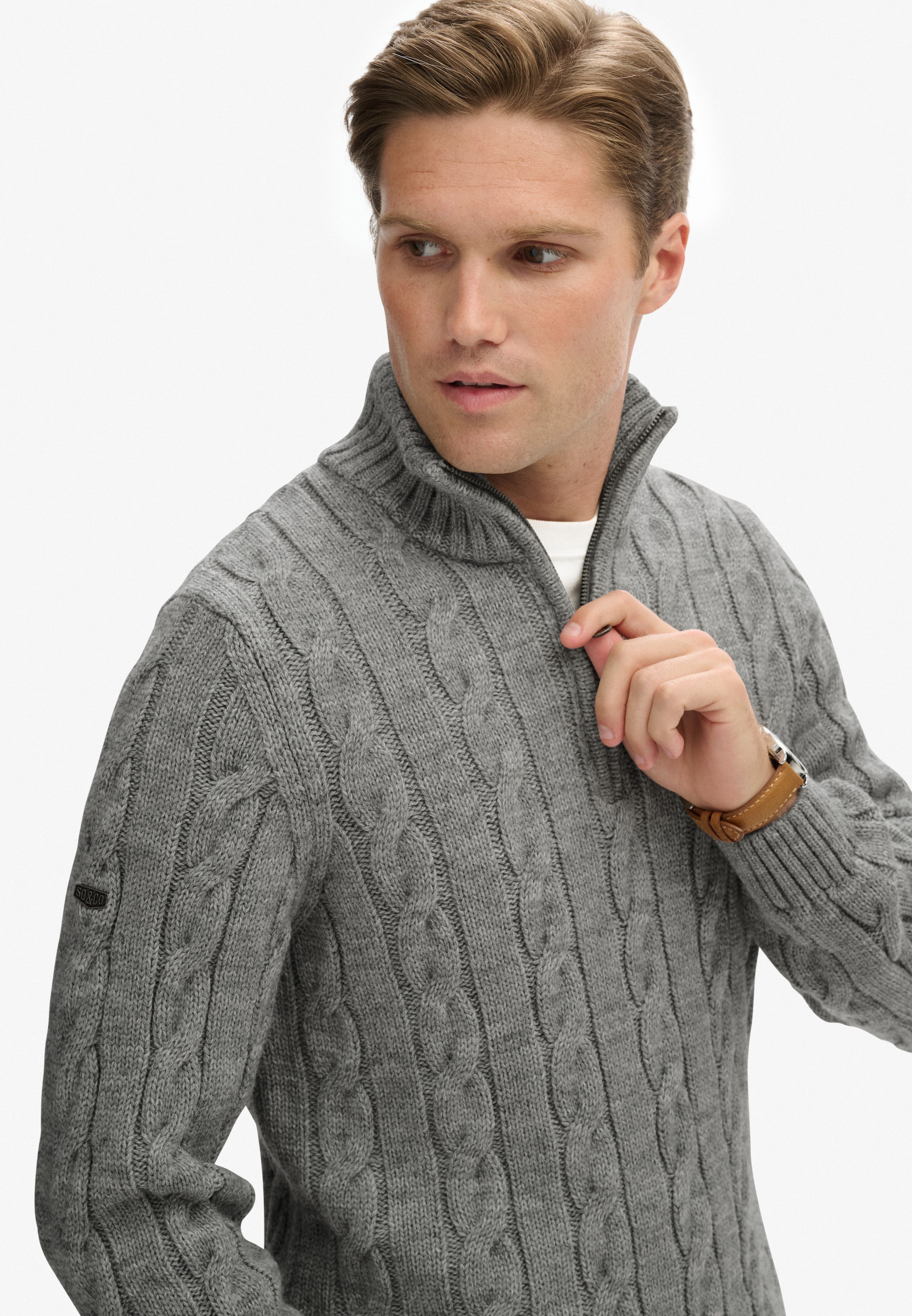 Superdry Strickpullover »JACOB CABLE KNIT HALF ZIP«