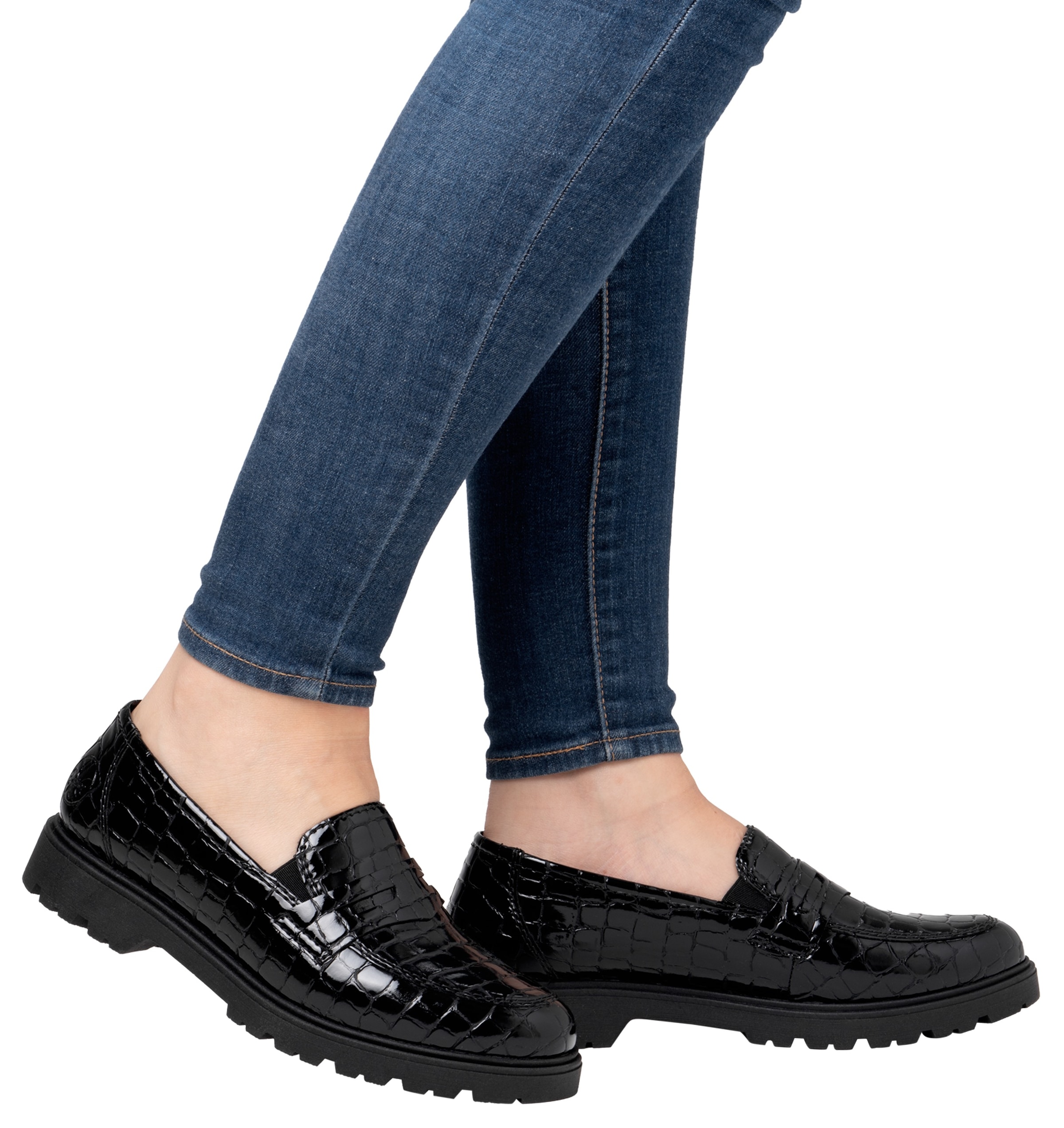 Rieker Loafer, Slipper, Schlupfschuh, Collegeschuh mit kleinen Gummizügen