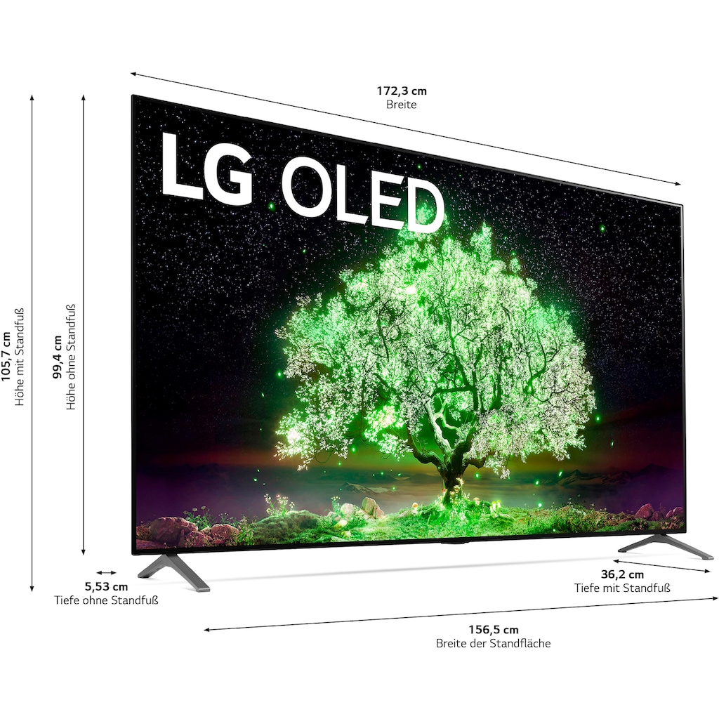 LG OLED-Fernseher »OLED77A19LA«, 195 cm/77 Zoll, 4K Ultra HD, Smart-TV, (bis zu 60Hz)-α7 Gen4 4K AI-Prozessor-Sprachassistenten-Dolby Vision IQ™-Dolby Atmos®