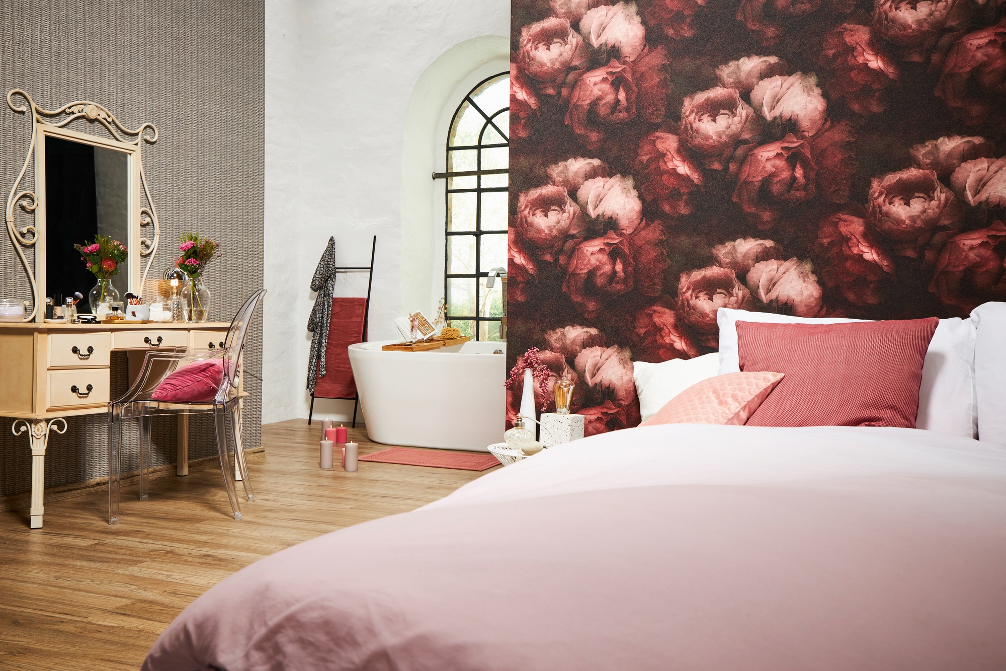 living walls Vliestapete »New Walls Romantic Dream mit romantischen Rosen«, floral-botanisch-Wald, Tapete Blumen Tapeten Wohnzimmer Schlafzimmer Küche modern Design Büro