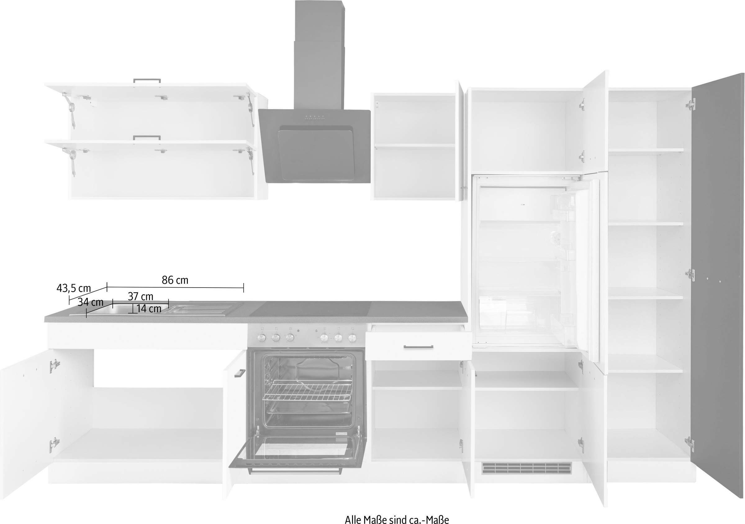 KOCHSTATION Küchenzeile »KS-Trier«, mit E-Geräten, Breite 320 cm