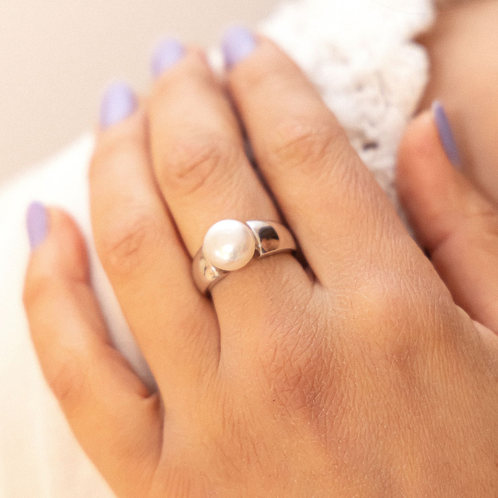 Zeeme Fingerring »Silber 925 rhodiniert mit einer weißen Perle 10-10,5mm«