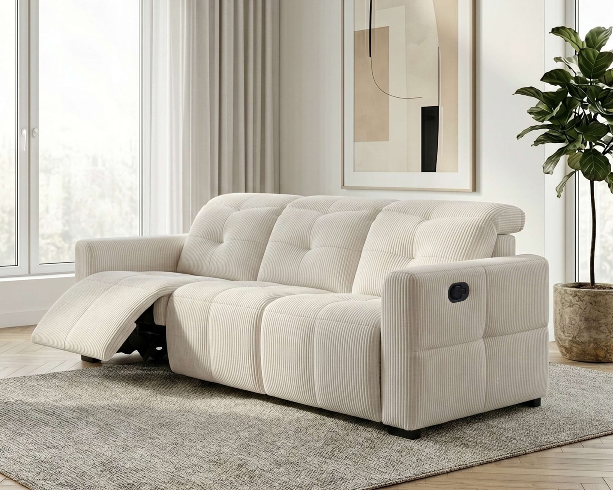 OTTO home 3-Sitzer »CAARLA Cord, Sofa, 224 cm, man. oder elektr. Relaxfunktion (USB-A/C)« mit USB-A und USB-C bei elektrischer Ausführung, Kopfteilverstellung