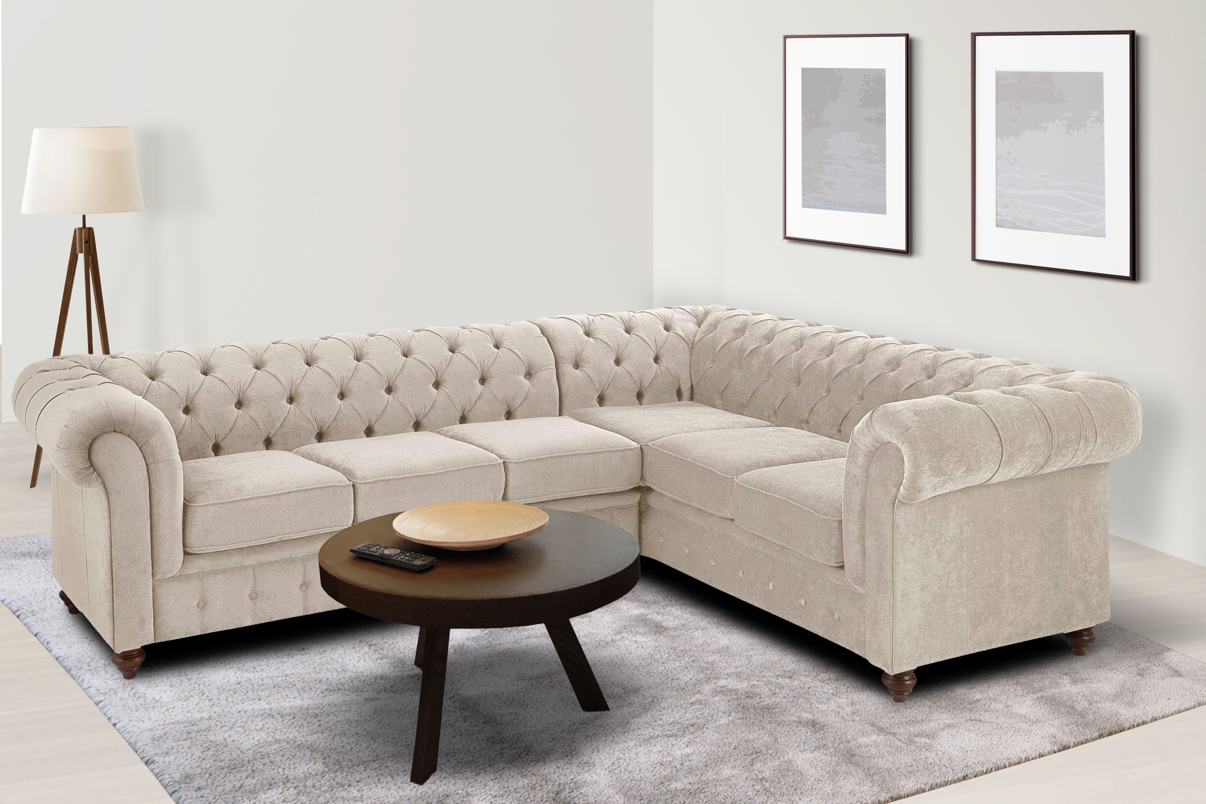 Home affaire Chesterfield-Sofa »Chesterfield Ecksofa, auch in Leder L-Form« günstig online kaufen
