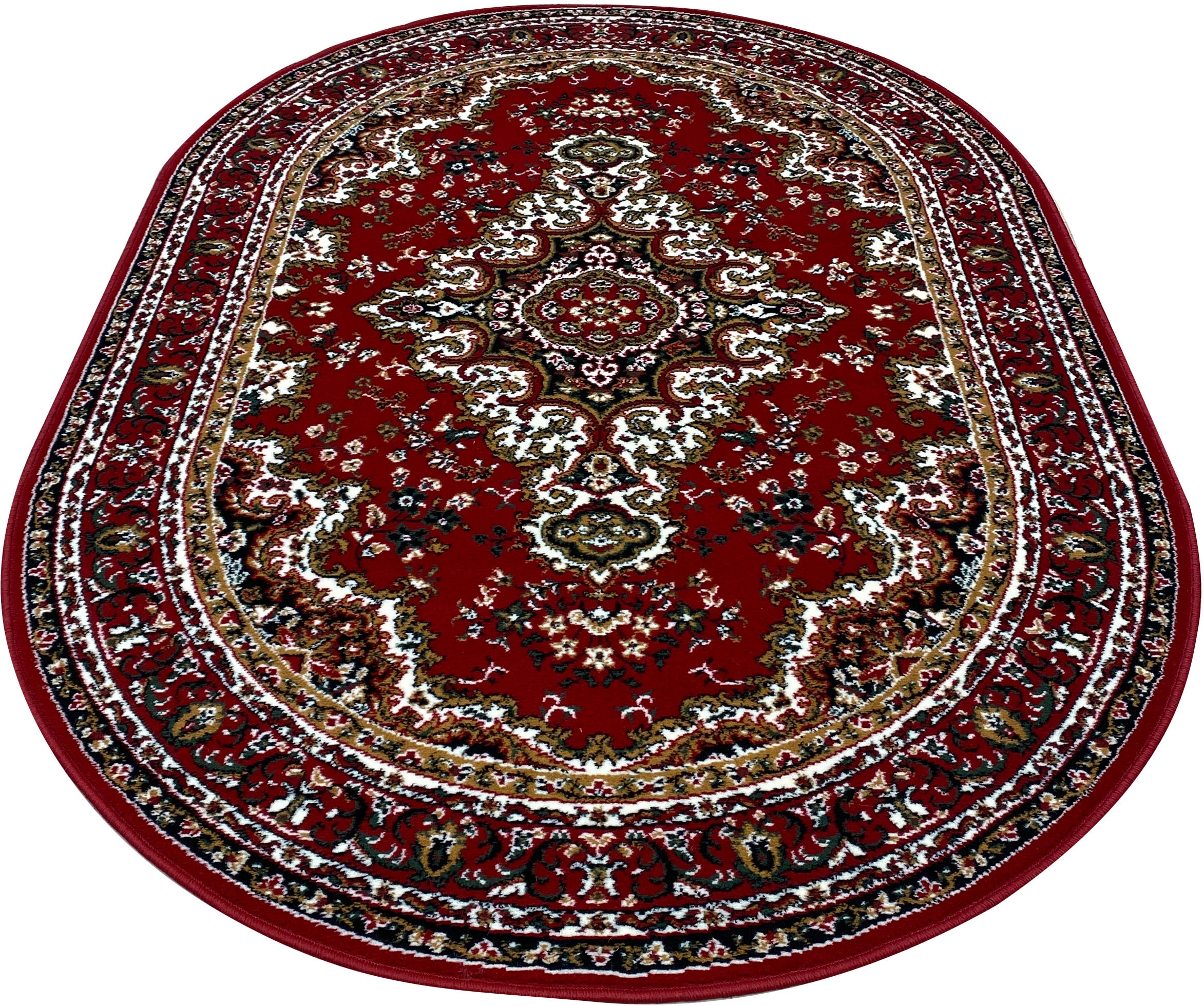 my home Teppich »Oriental, Made in Belgium«, oval, 7 mm Höhe, Orient-Optik, mit Bordüre, Kurzflor, pflegeleicht, elegant
