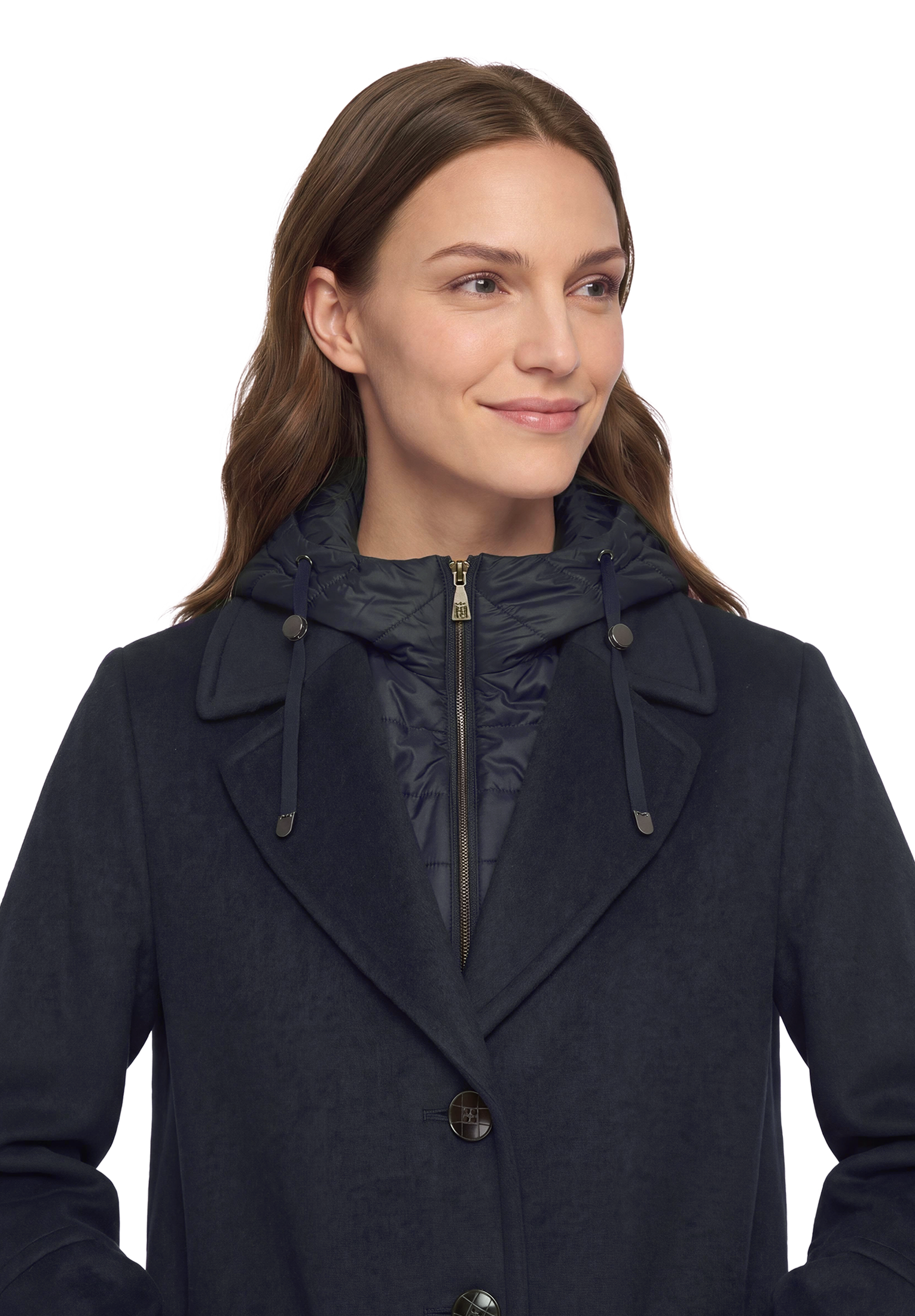 Gil Bret Fleecejacke mit Kapuze mit Reverskragen und Steppkapuze