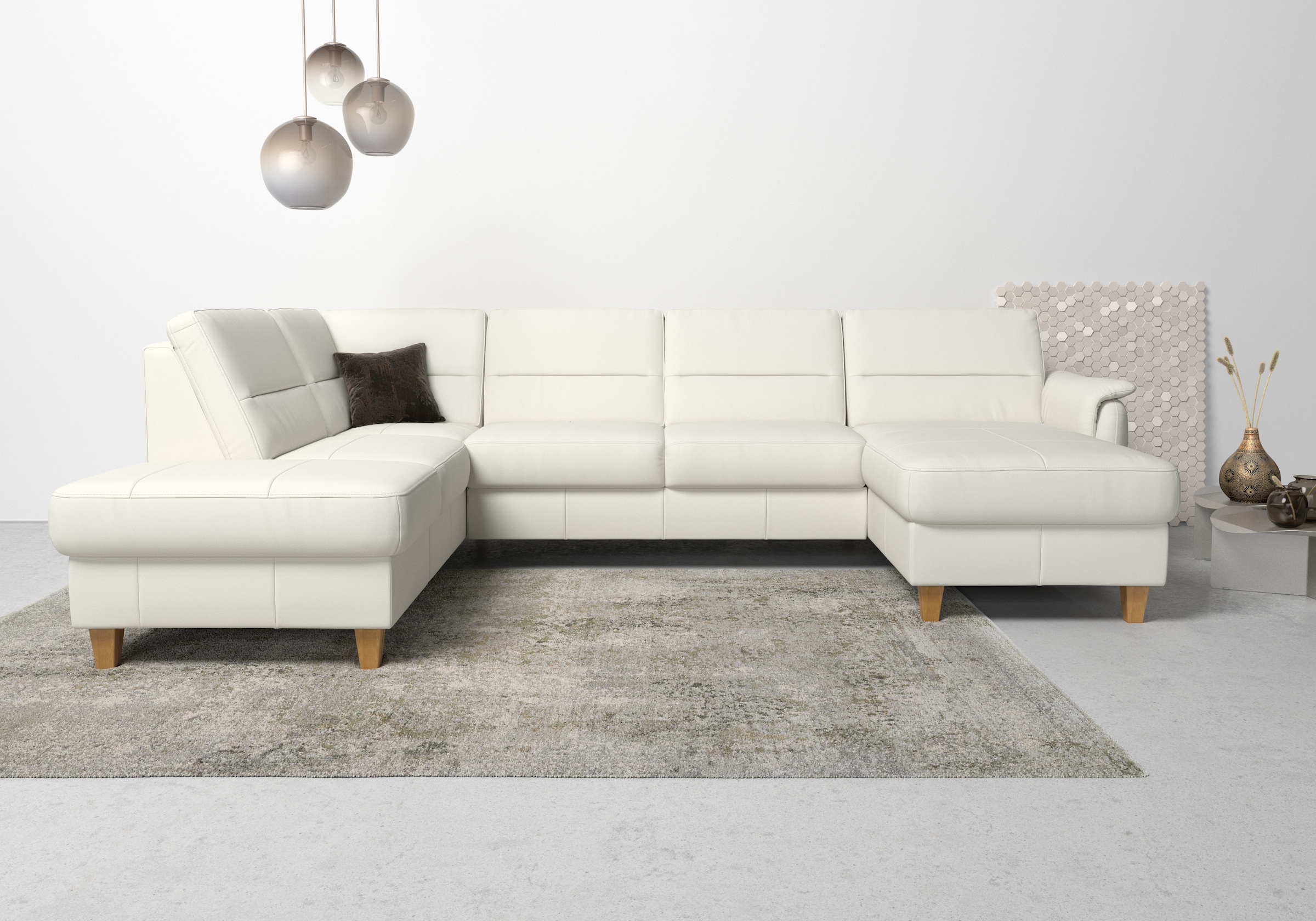 Home affaire Wohnlandschaft »Palmera U-Form, B: 308 cm« optional Bettfunkti günstig online kaufen