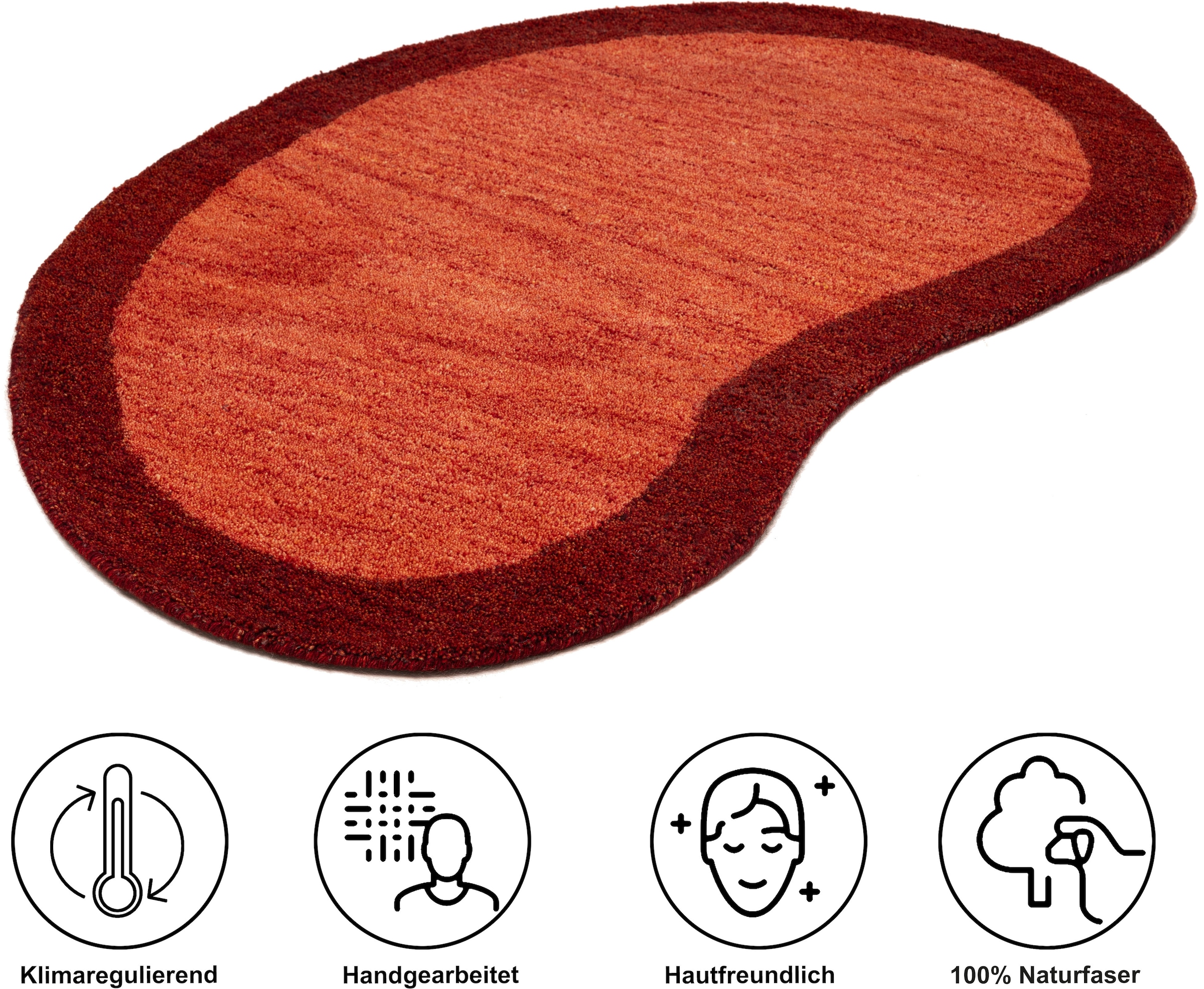 THEKO Wollteppich »Gabbeh Super, Handweb Teppich, Bordüre, reine Wolle, handgewebt«, oval, 15 mm Höhe, Schlafzimmer, Wohnzimmer, Esszimmer, auch als Läufer, eckig oder rund