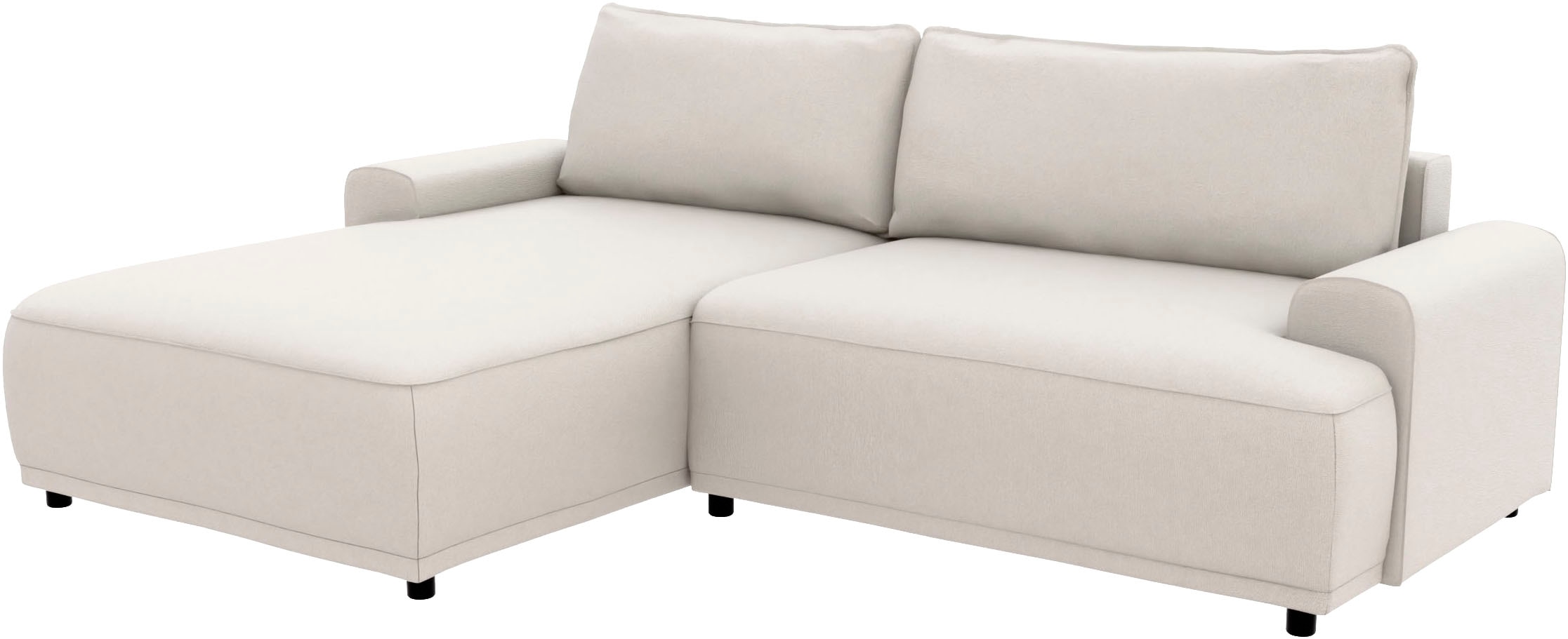 TRENDMANUFAKTUR Ecksofa »Fordon, Schlafsofa mit Bettkasten, Couch in L-Form, Breite 250 cm« in Struktur LUMOS, 3D-Effekt, sandgrau, Recamiere links