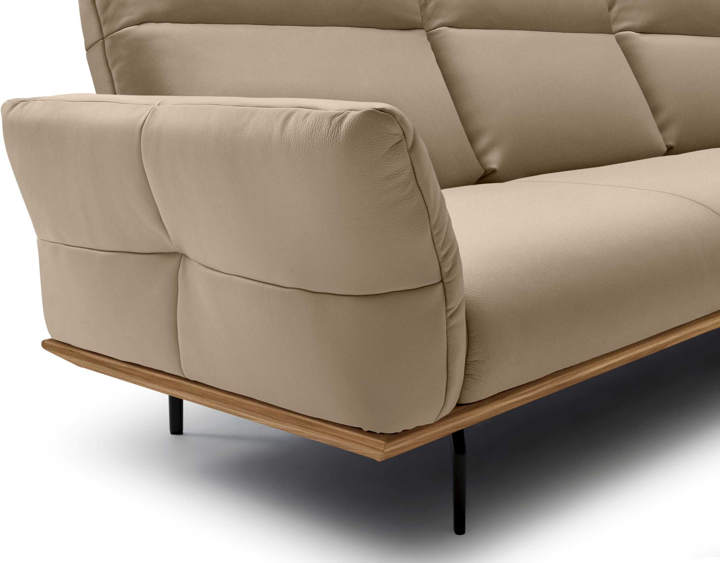 Creation BY ROLF BENZ Ecksofa »CR.460«, Sockel in Nussbaum, Winkelfüße in Umbragrau, Breite 338 cm