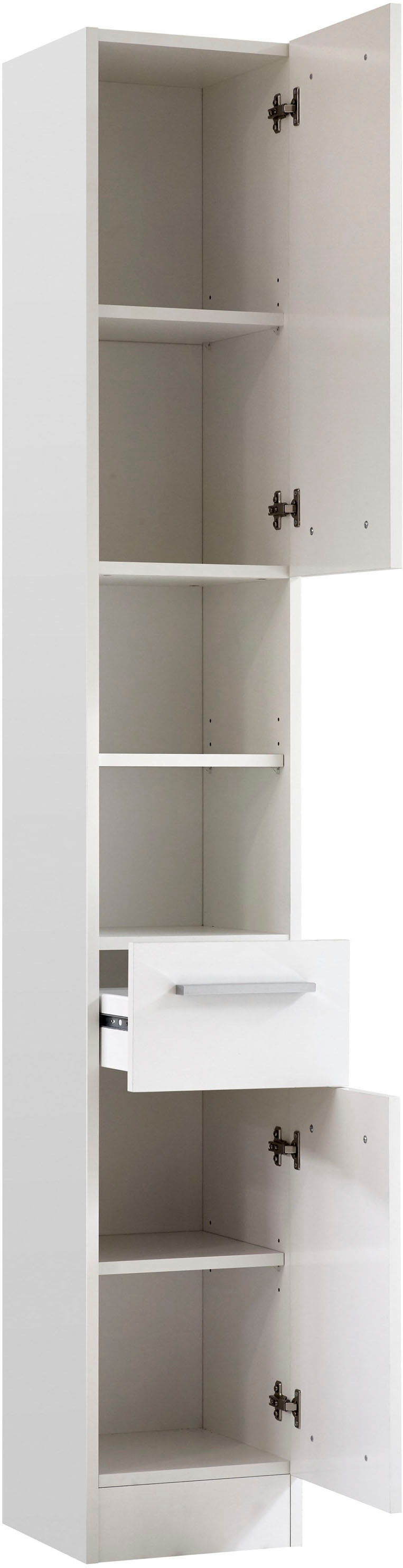 Saphir Badmöbel-Set »Quickset 335 7-teilig, Waschbeckenunterschrank mit LED-Spiegelschrank«, (7 St.), Hochschrank, Unterschränke, Hängeschränke, inkl. Türdämpfer, 13 Türen