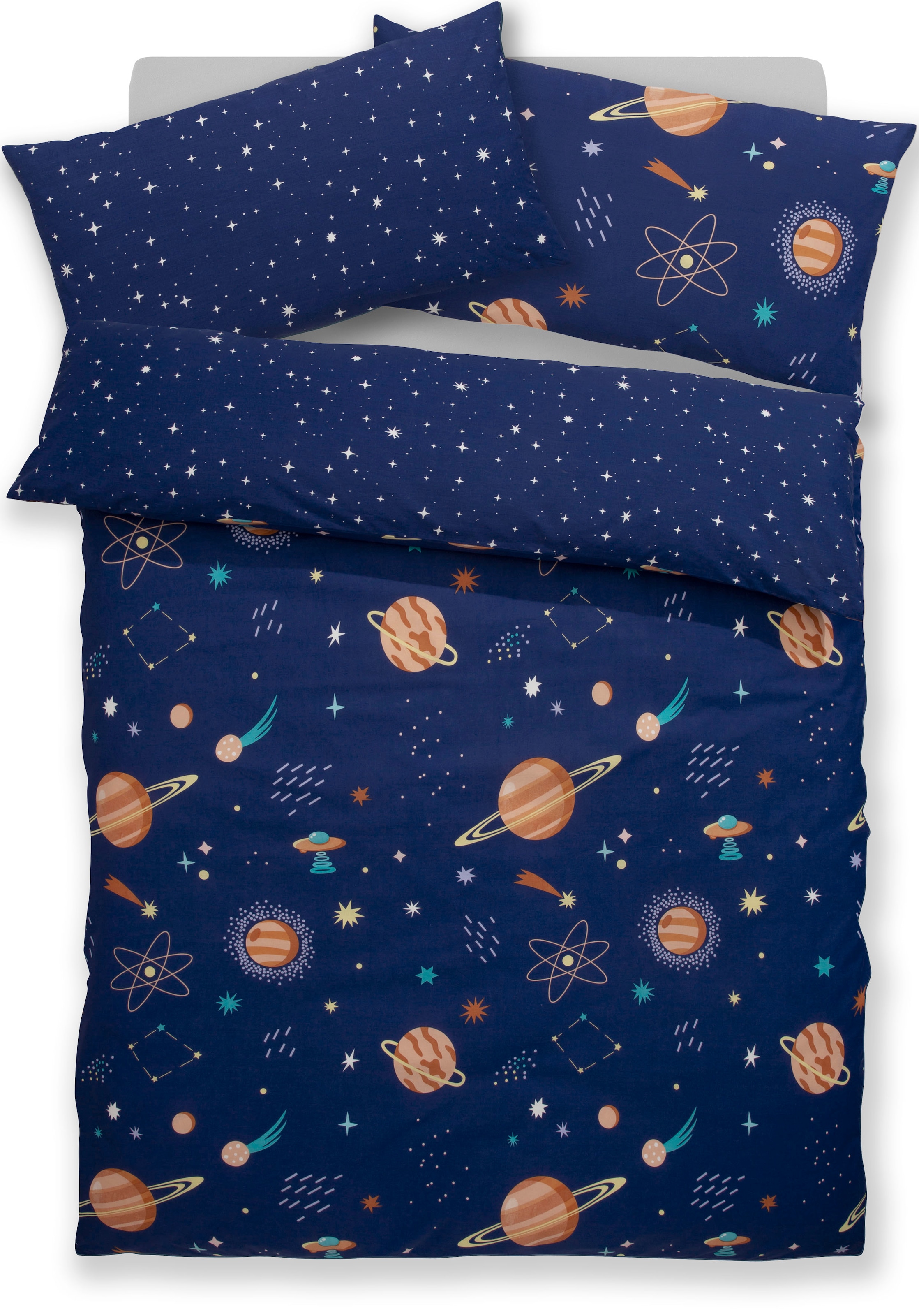 Lüttenhütt Kinderbettwäsche »CUDDLEE«, in vielen Designs: Dino,Einhorn,Weltraum,Baustelle,Herz,Trecker,Safari