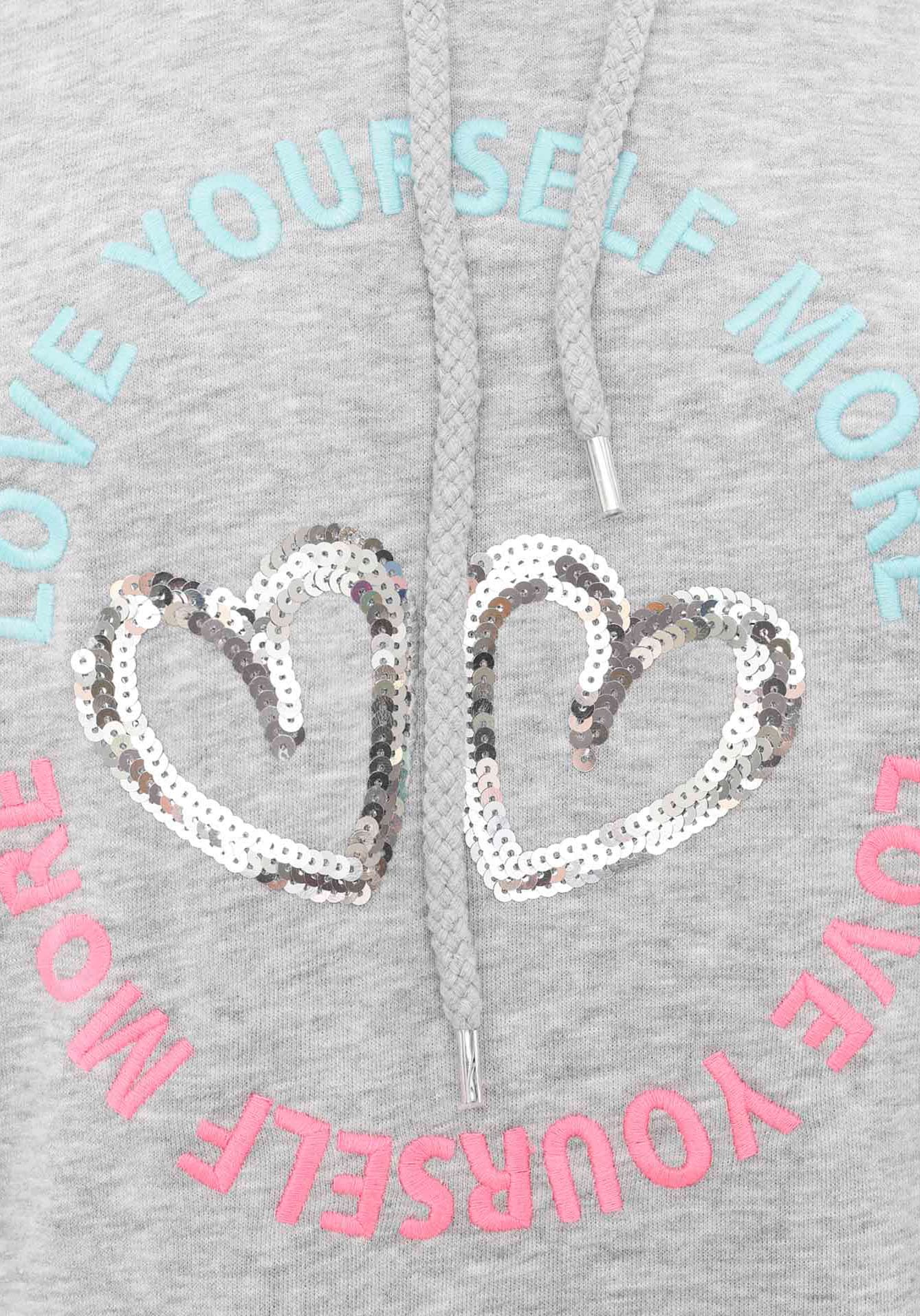 Zwillingsherz Sweatkleid »"Love Yourself More"«, mit Kapuze, Taschen, Front und Backmotiv und Pailletten