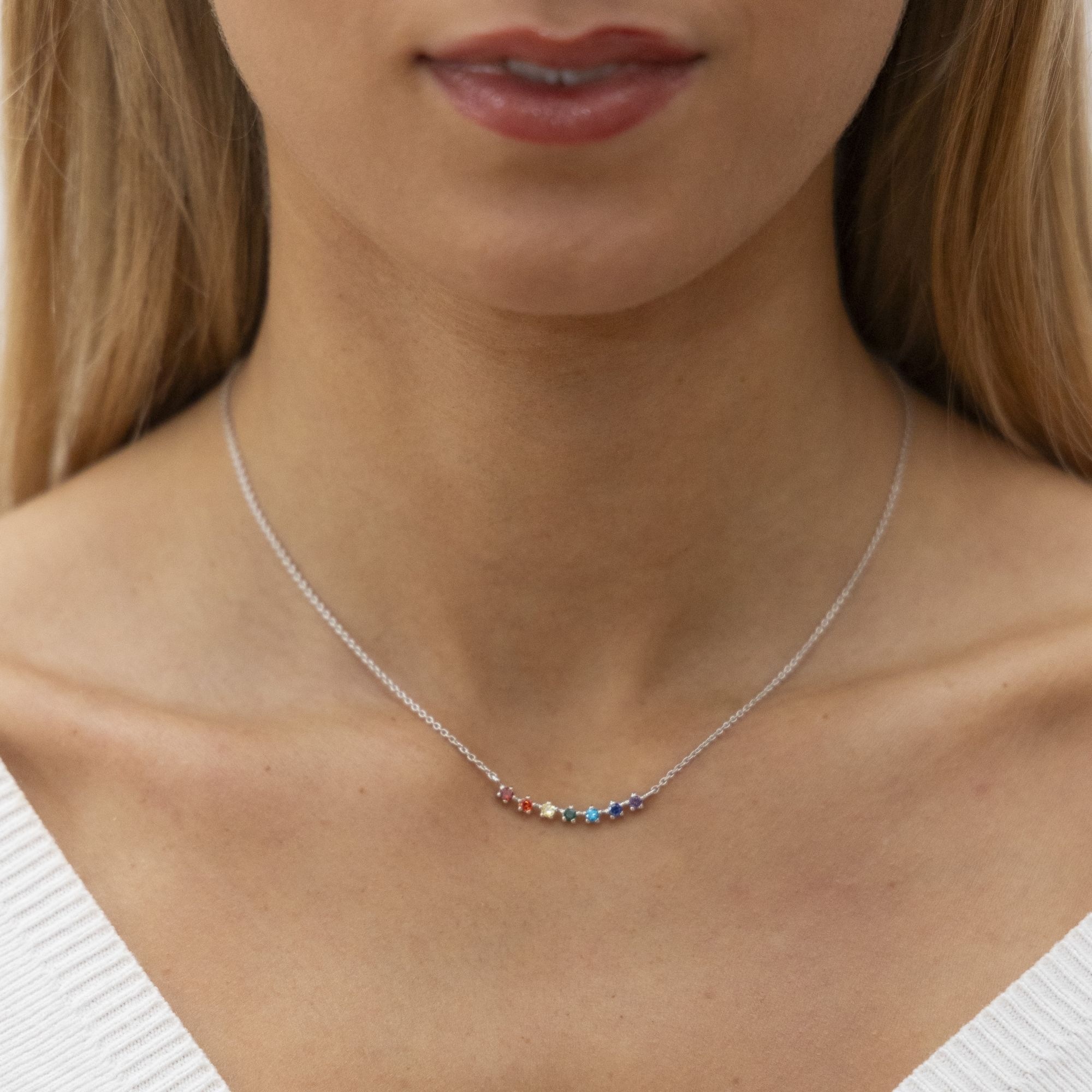 Zeeme Collierkettchen »Silber 925 rhodiniert mit bunten Zirkonia-Steinen«