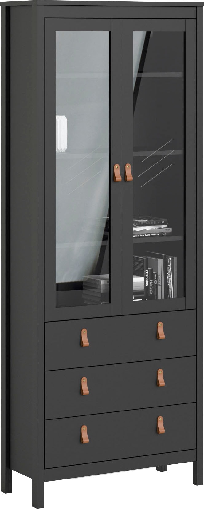 Home affaire Vitrine »Madrid, Glasvitrine Vitrinenschrank Ausstellung Sammelvitrine«, mit 2 Glastüren und 3 Schubladen, Breite 78 cm