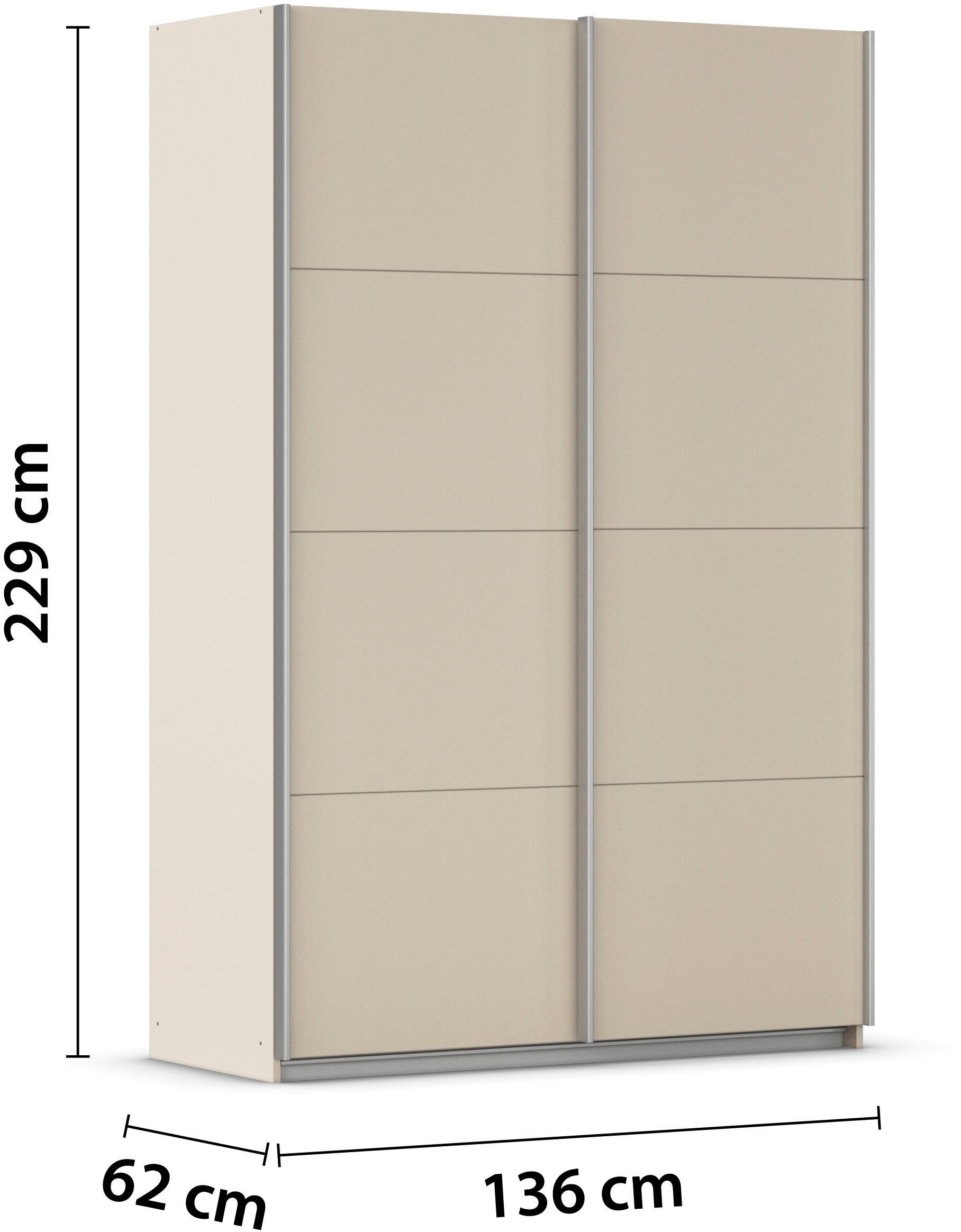 INOSIGN BY RAUCH Schwebetürenschrank »Kleiderschrank Schrank Garderobe Schlafzimmerschrank THANOS«, (in 3 verschiedenen Ausstattungen BASIC/CLASSIC/PREMIUM), Optional mit Spiegel, Metall-Griffleisten alufarben MADE IN GERMANY