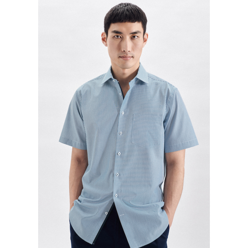 SEIDENSTICKER Businesshemd »Regular« Regular Kurzarm Kentkragen Streifen türkis XL44 - normale Ärmellängen normale Ärmellängen XL44 Passform: Regular