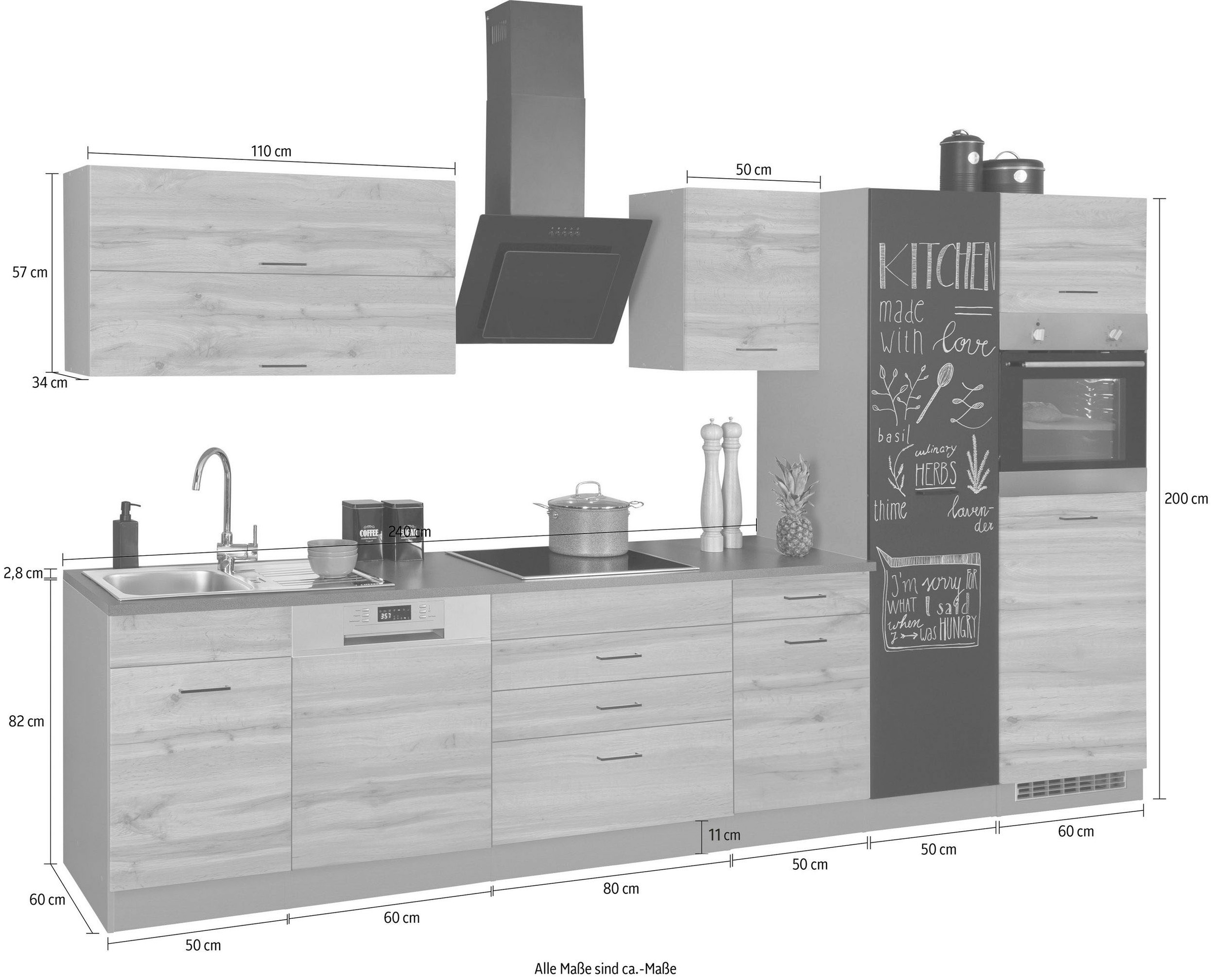 HELD MÖBEL Küchenzeile »Trier«, ohne E-Geräte, Breite 350 cm auf Raten  bestellen