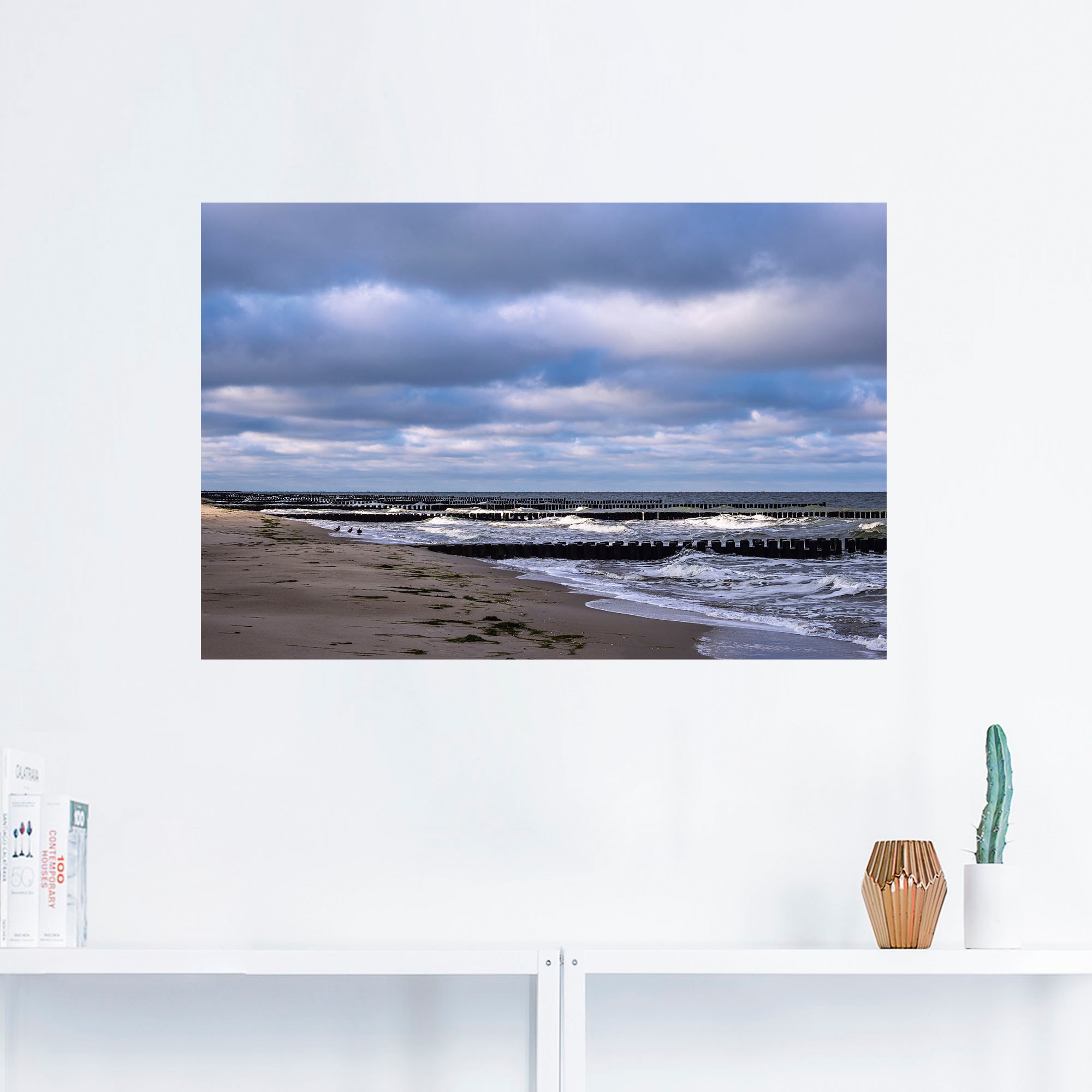 Artland Wandbild »Buhnen an Ostsee auf dem Fischland-Darß«, Küstenbilder, (1 St.), als Alubild, Leinwandbild, Wandaufkleber oder Poster in versch. Größen