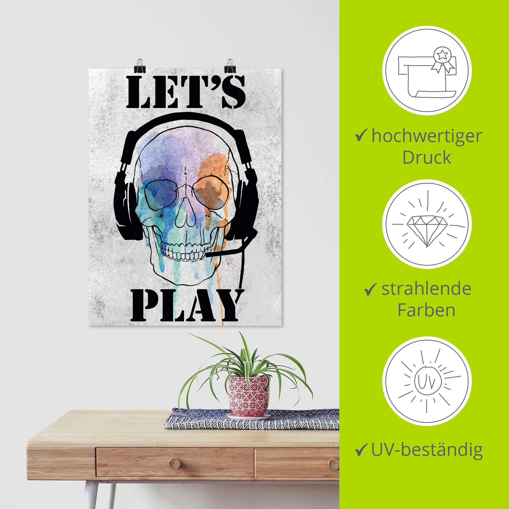Artland Poster »Totenkopf Spiele I«, Anatomie, (1 St.), als Alubild, Leinwandbild, Wandaufkleber oder Poster in versch. Größen