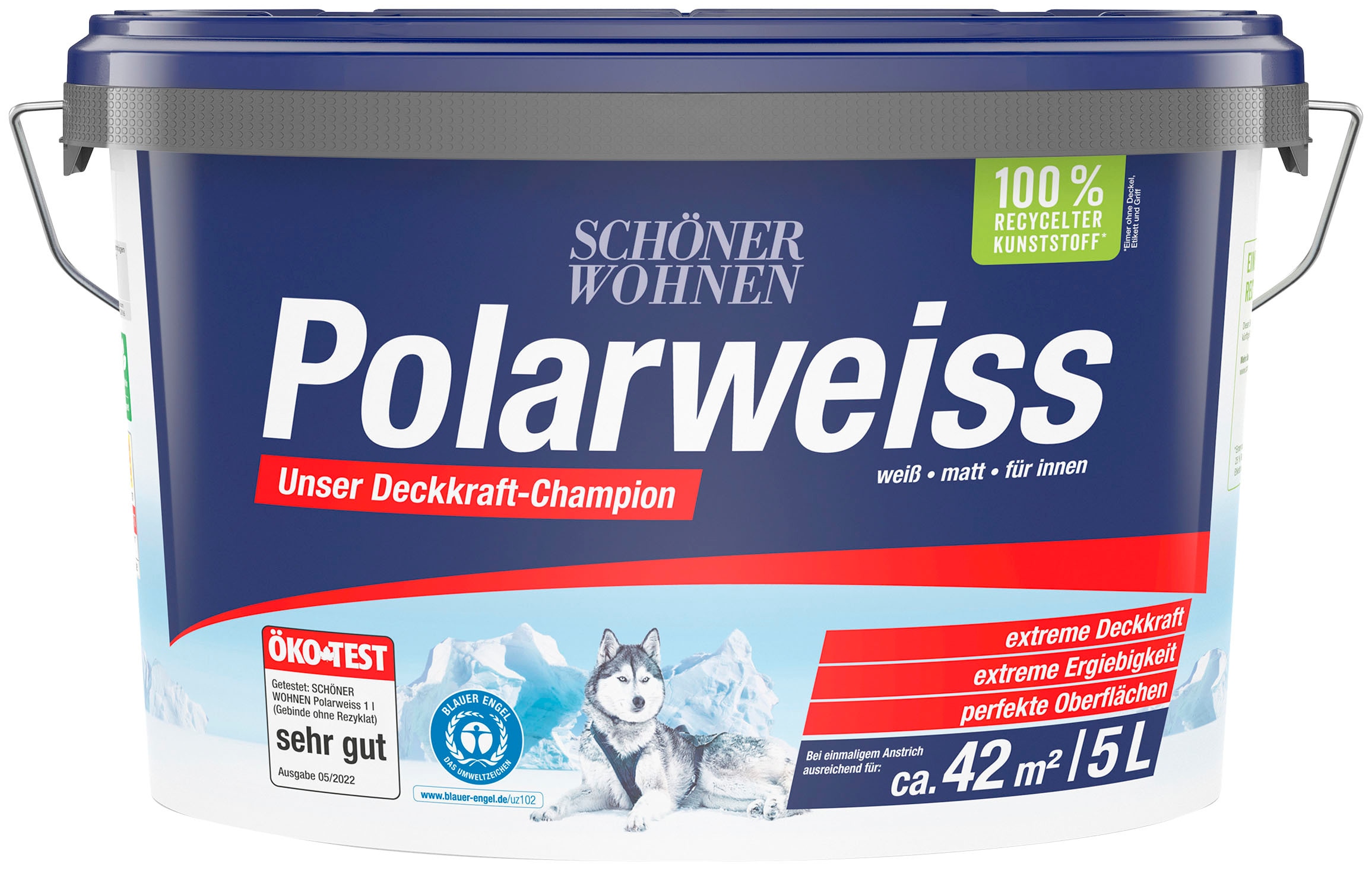 SCHÖNER WOHNEN FARBE Wandfarbe »Polarweiss«, 5 Liter, mit Spritzfrei-Formel -...