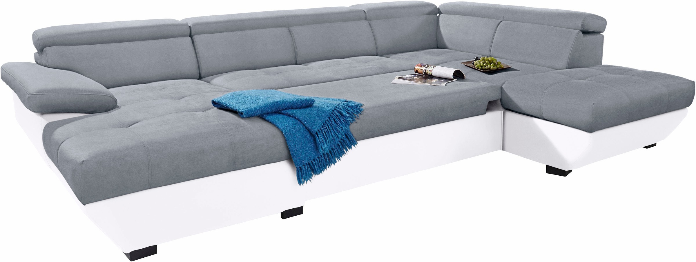 COTTA Polstergarnitur »Speedway U-Form«, (Set), Set bestehend aus: Wohnlandschaft mit Kopfteilverstellung & Hocker