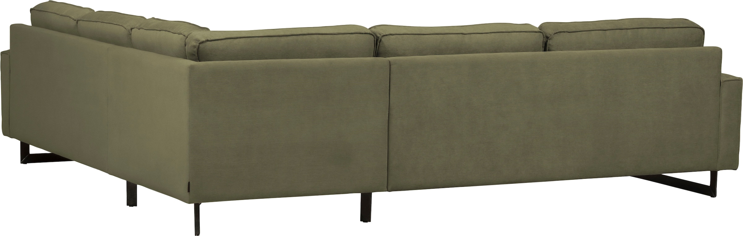 PLACES OF STYLE Ecksofa »Pinto, XXL, 250/290 cm, langer Schenkel, Ottomane« Cord, Chenille, Lederoptik, mit Keder, Metallfüße, Wellenunterfederung