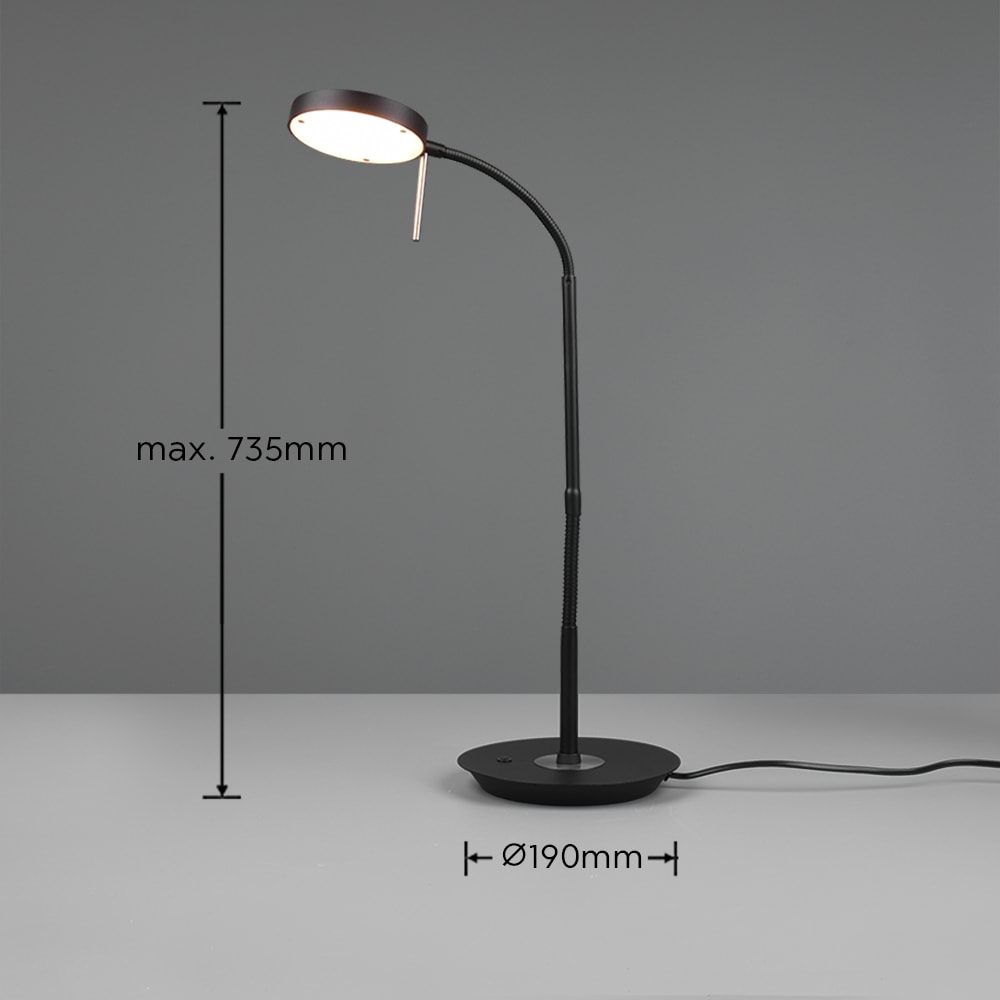 TRIO Leuchten LED Tischleuchte »MONZA, Tischlampe mit Sensordimmer Lichtfarbe einstellbar 2300-4000K«, 1 flammig, Leuchtmittel LED-Board | LED fest integriert, Leuchtenkopf flexibel verstellbar Memoryfunktion Höhe 57-74 cm