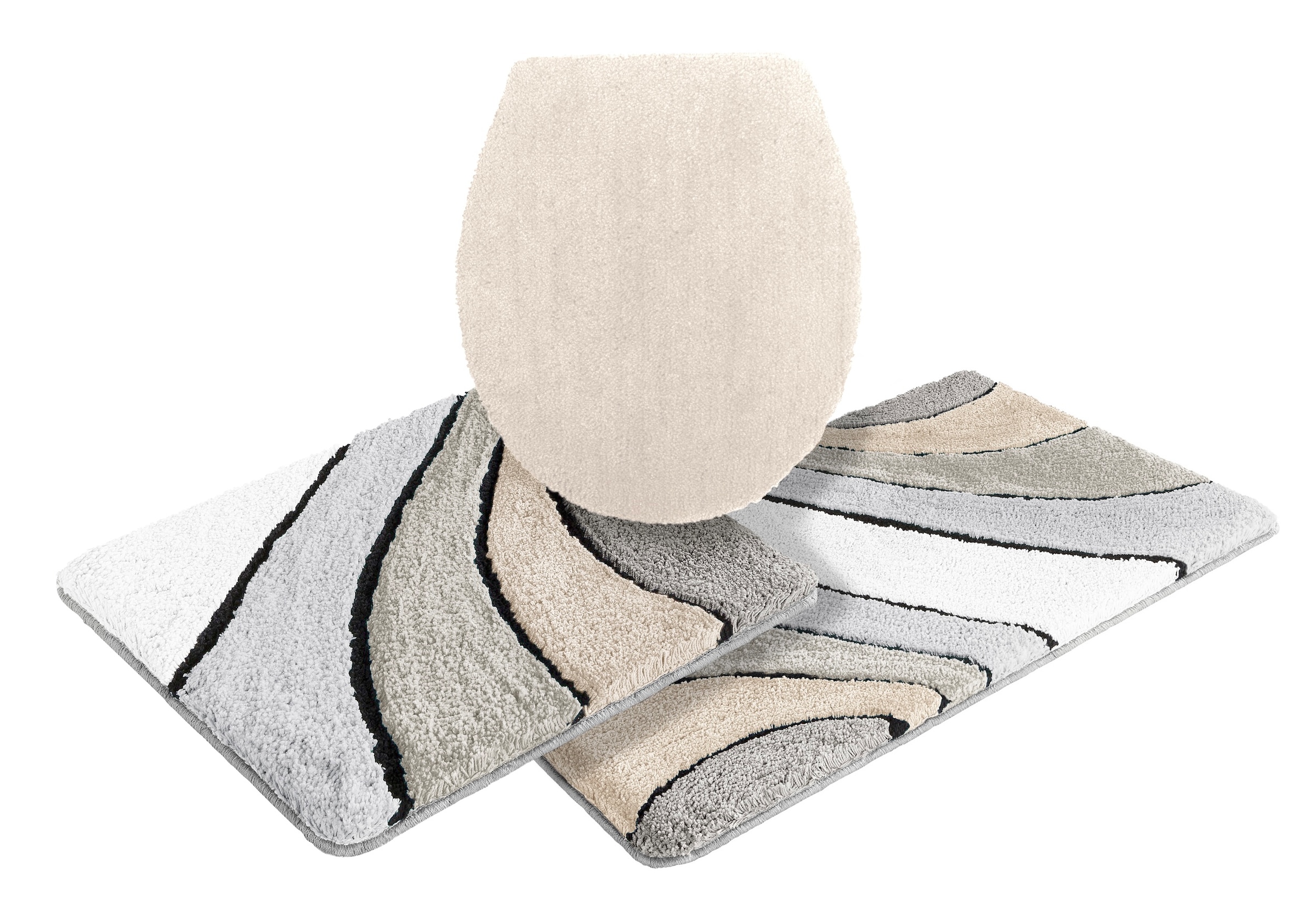 my home Badematte »Josie, Badvorleger, Badezimmer Teppich«, rutschhemmend beschichtet, fußbodenheizungsgeeignet-schnell trocknend-strapazierfähig, Badteppich, Badematten, rechteckig, rund & als 3-tlg. Set erhältlich