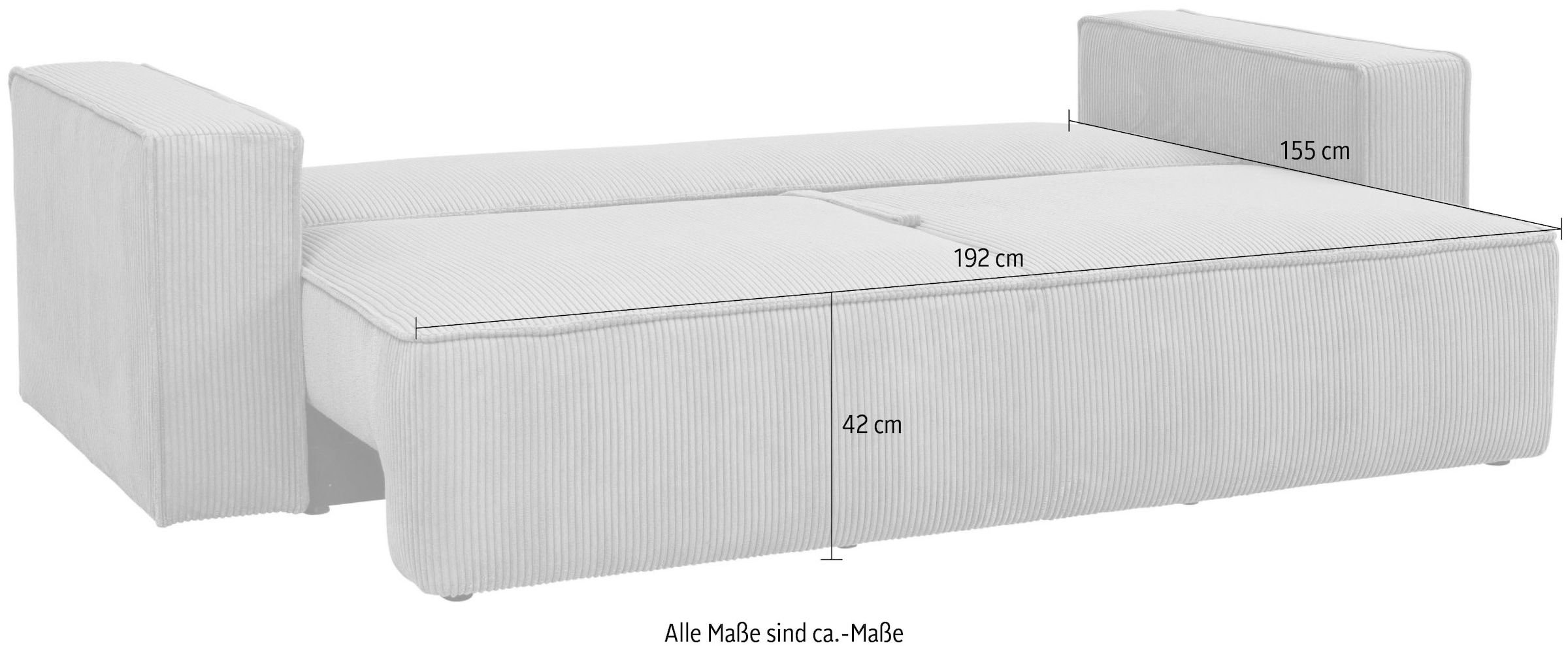 OTTO home 3-Sitzer »Tillian, Schlafsofa, Schlafcouch« Breite 240 cm, Breitkord, Sitzfläche mit Taschenfederkern