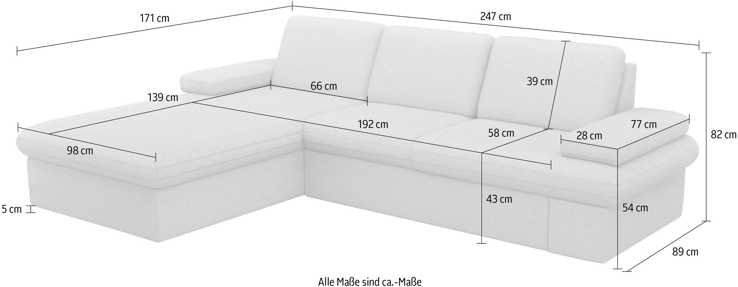 sit&more Ecksofa »Moreno«, mit Armteilverstellung,wahlweise mit Bettfunktion