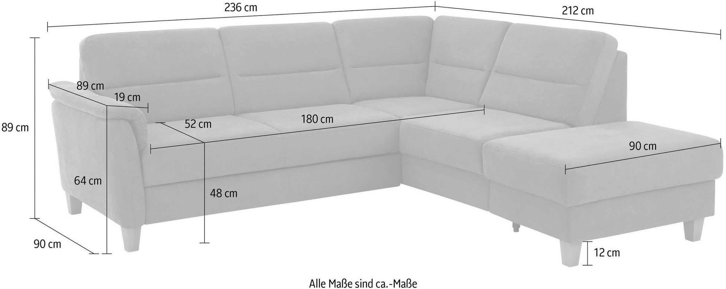 Home affaire Ecksofa »Palmera L-Form«, Federkern, wahlweise mit Bettfunktion und mit/ohne Stauraum