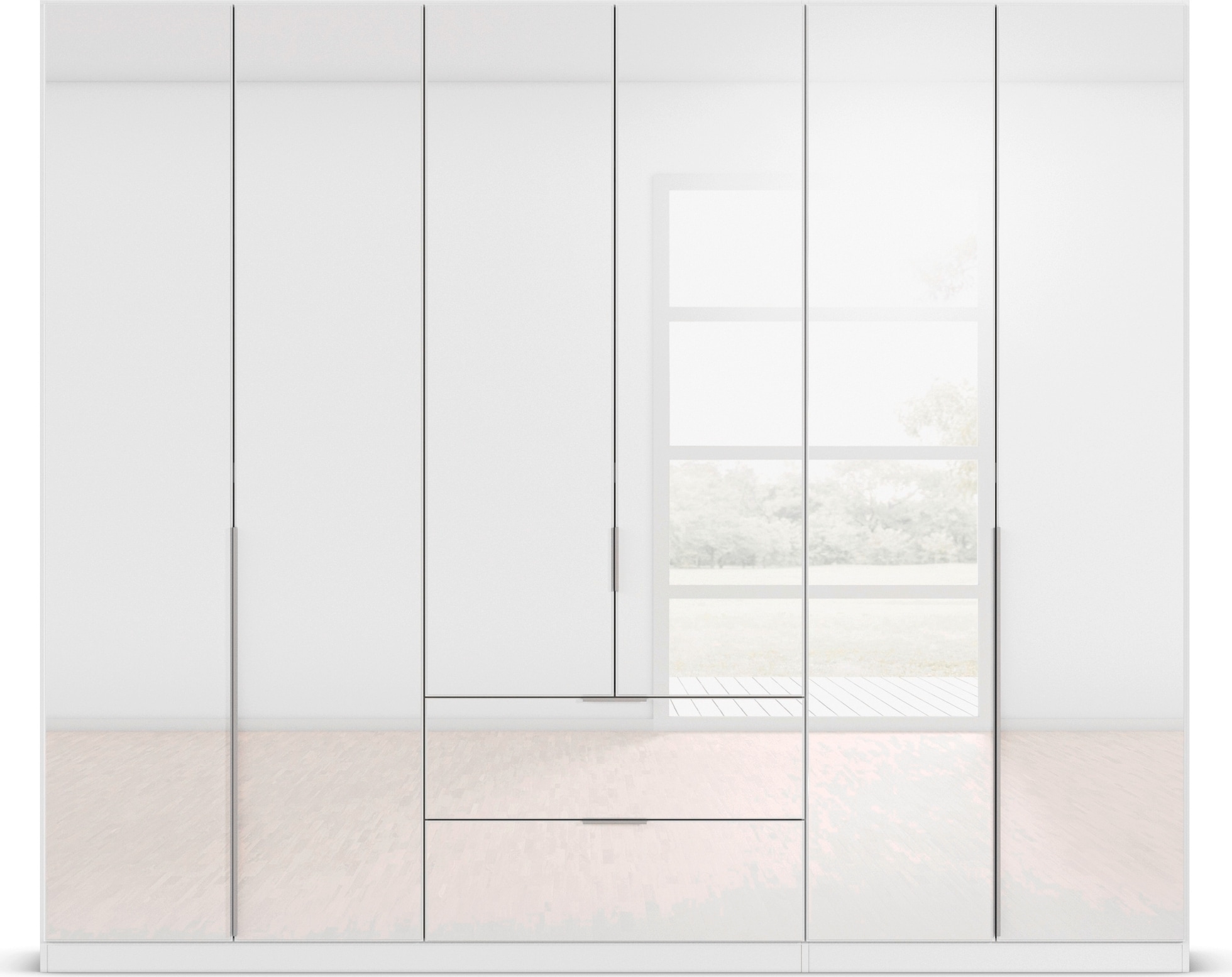 rauch Drehtürenschrank »Kleiderschrank Kleiderschränke Schrank Garderobe AGORDO mit Glasfront«, mit Außenschubkästen, in 6 Breiten und 2 Höhen MADE IN GERMANY