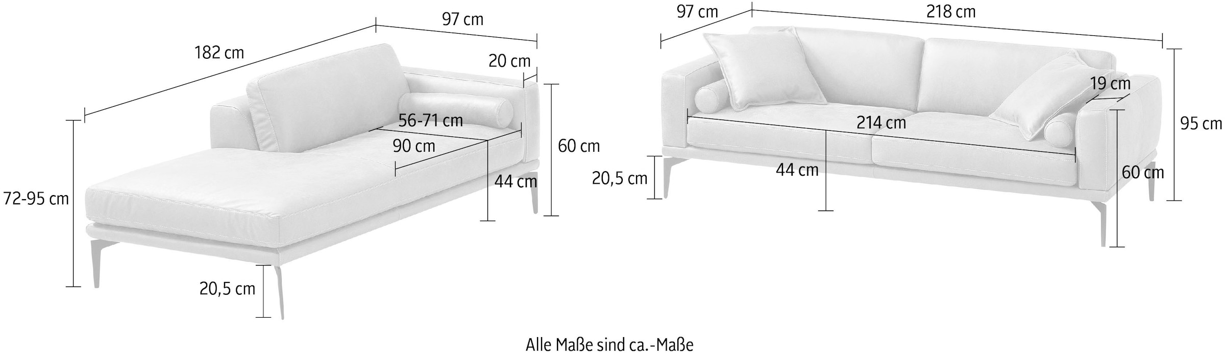 Egoitaliano Polstergarnitur »Masu, Design trifft sensationellen Sitzkomfort«, Höhe der Rückenkissen und Sitztiefe verstellbar, 3 Rollkissen
