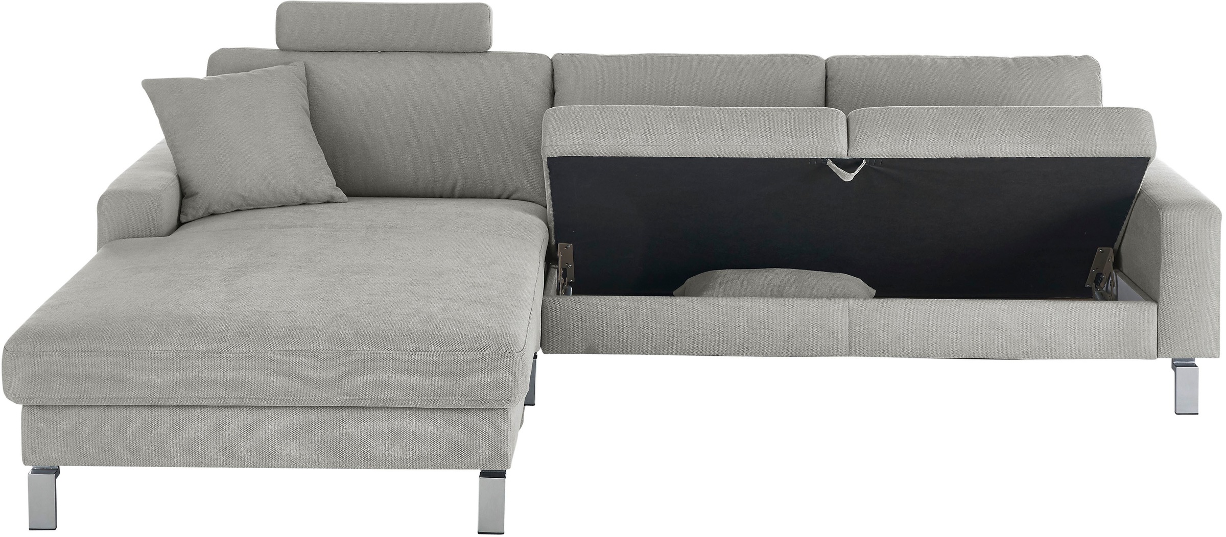 3C Candy Ecksofa »Lecce, wahlweise PUR-Schaumstoff oder Tonnentaschenfederkern«, Bett im 2,5-Sitzer, teilmotorische Schlaffunktion im Longchair, L-Form