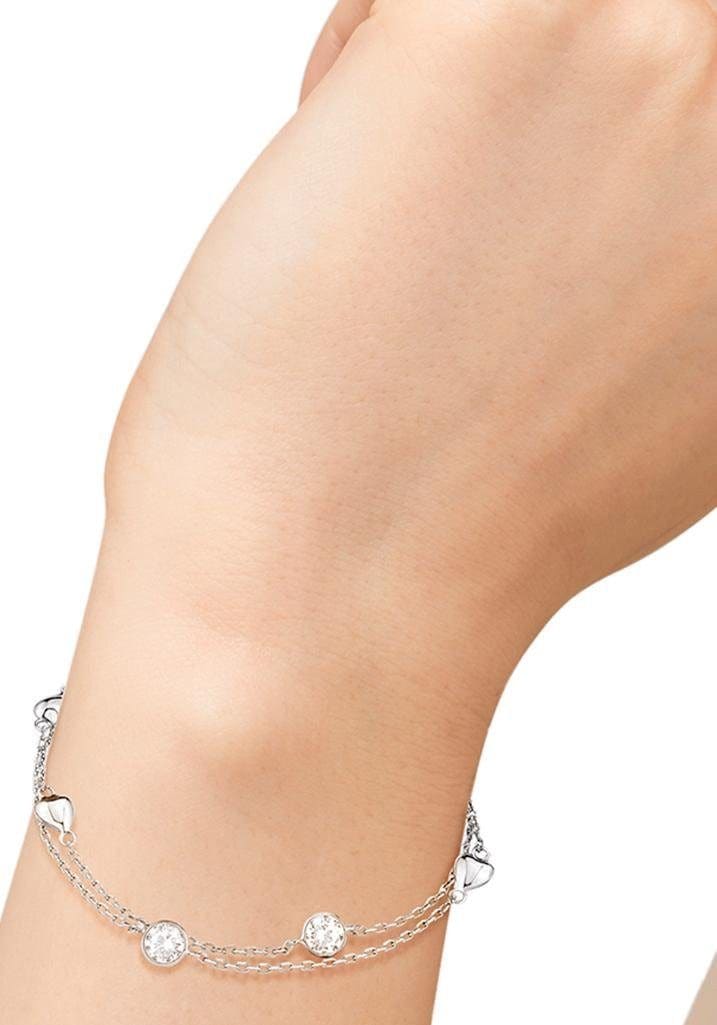 Amor Armband »Mehrreihig, mit Herzen, 2022422«, mit Zirkonia (synth.)